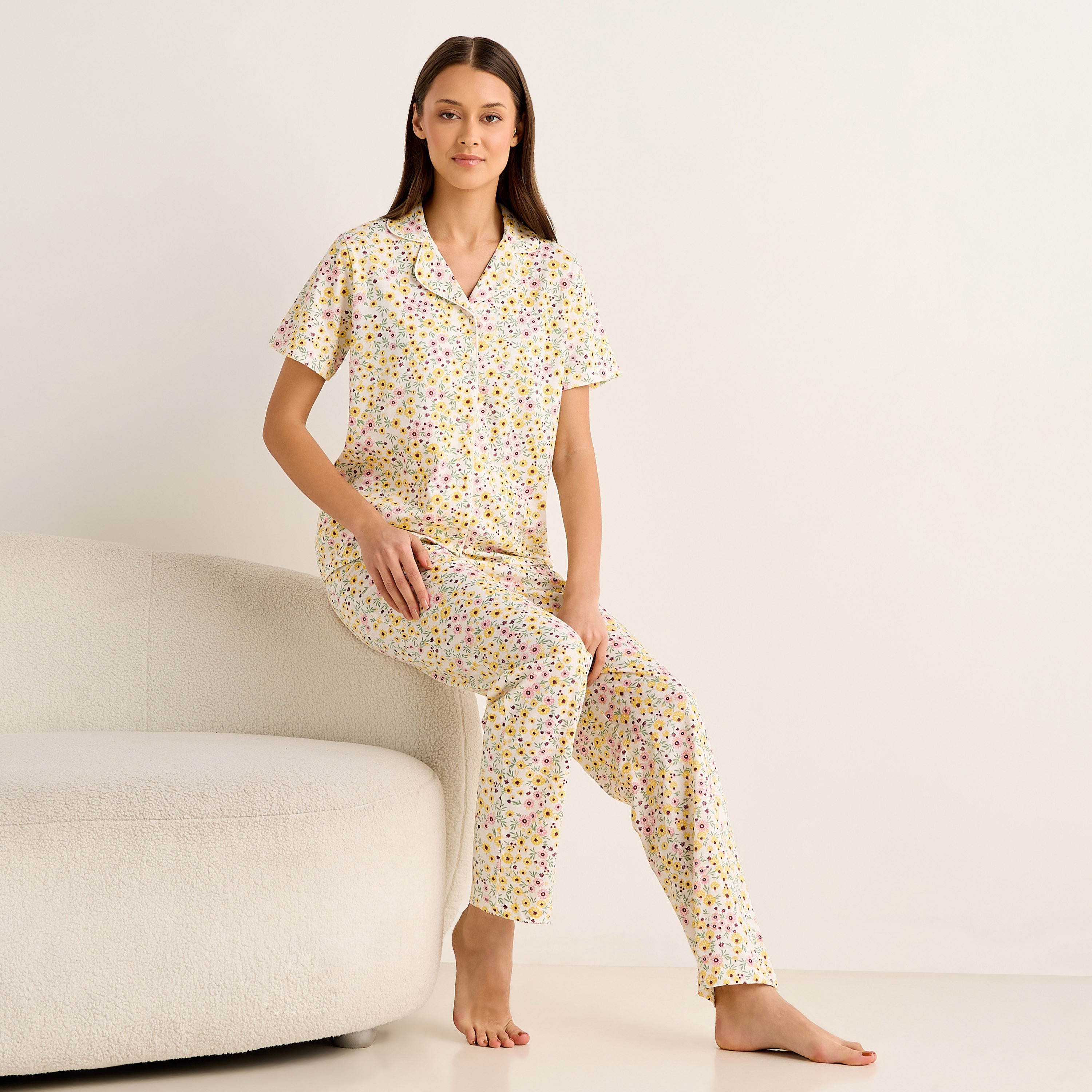 Pyjama Set Button-Down Shirt and Pants-women-clothing-nightwear-pyjamas-longsets-image-1