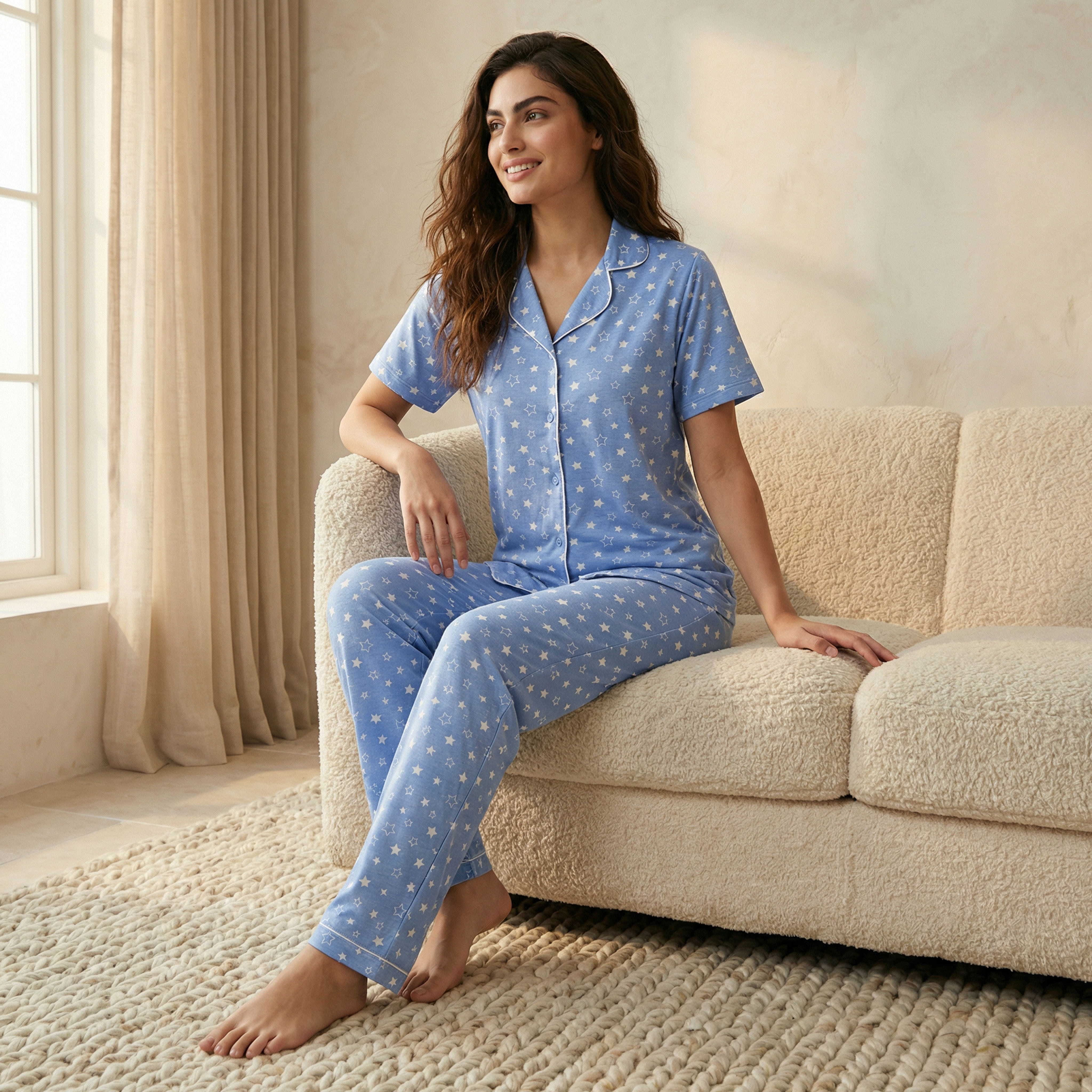 طقم بيجامة قميص وبنطلون-women-clothing-nightwear-pyjamas-longsets-image-6