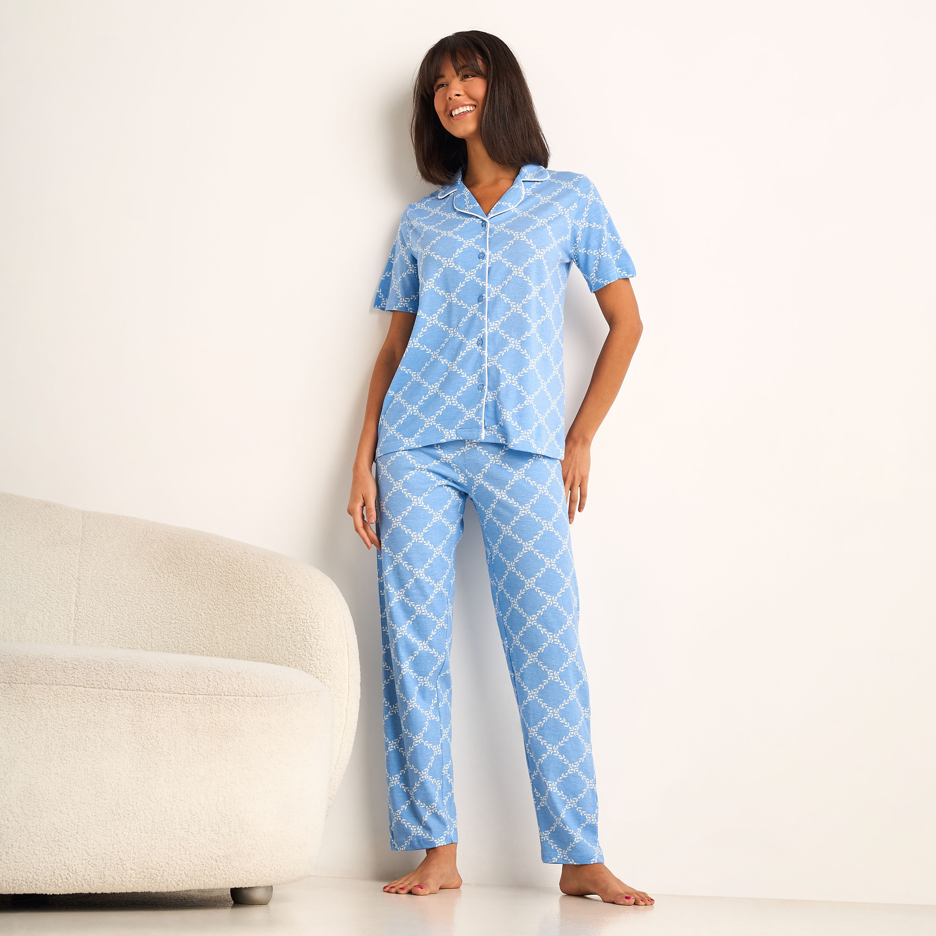 Pyjama Set Button-Down Shirt and Pants-women-clothing-nightwear-pyjamas-longsets-image-1