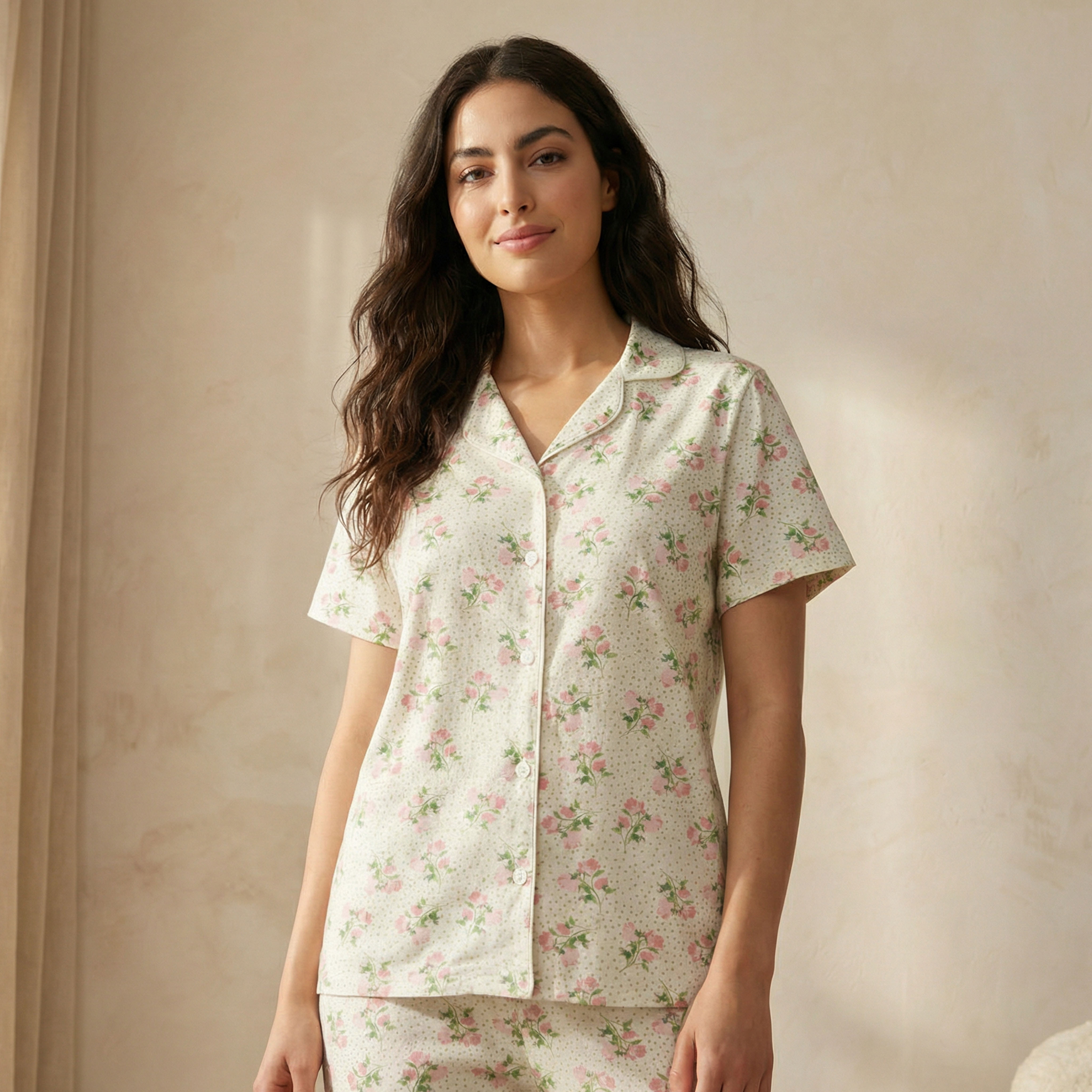 طقم بيجامة قميص وبنطلون-women-clothing-nightwear-pyjamas-longsets-image-3
