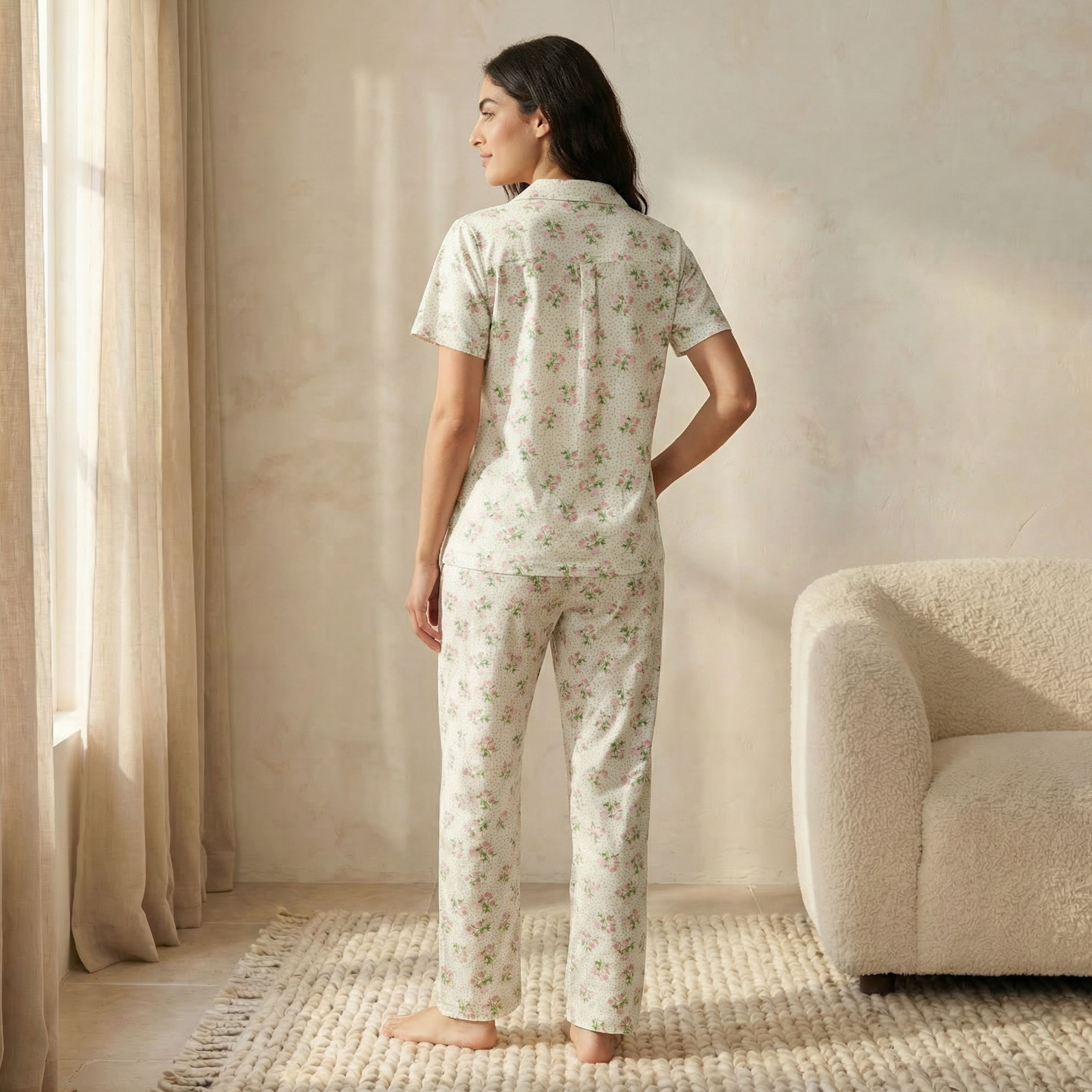 طقم بيجامة قميص وبنطلون-women-clothing-nightwear-pyjamas-longsets-image-4