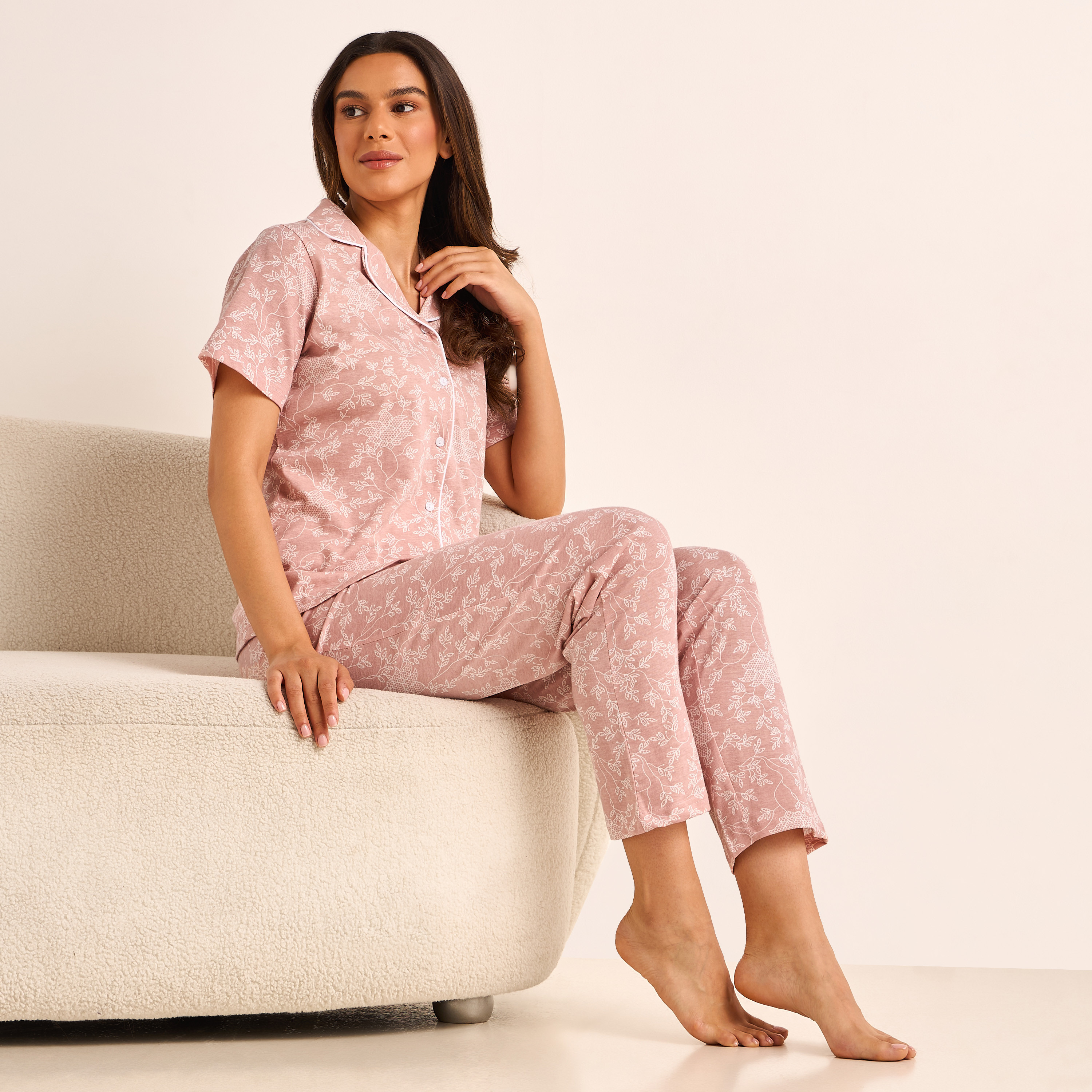 Pyjama Set Button-Down Shirt and Pants-women-clothing-nightwear-pyjamas-longsets-image-1