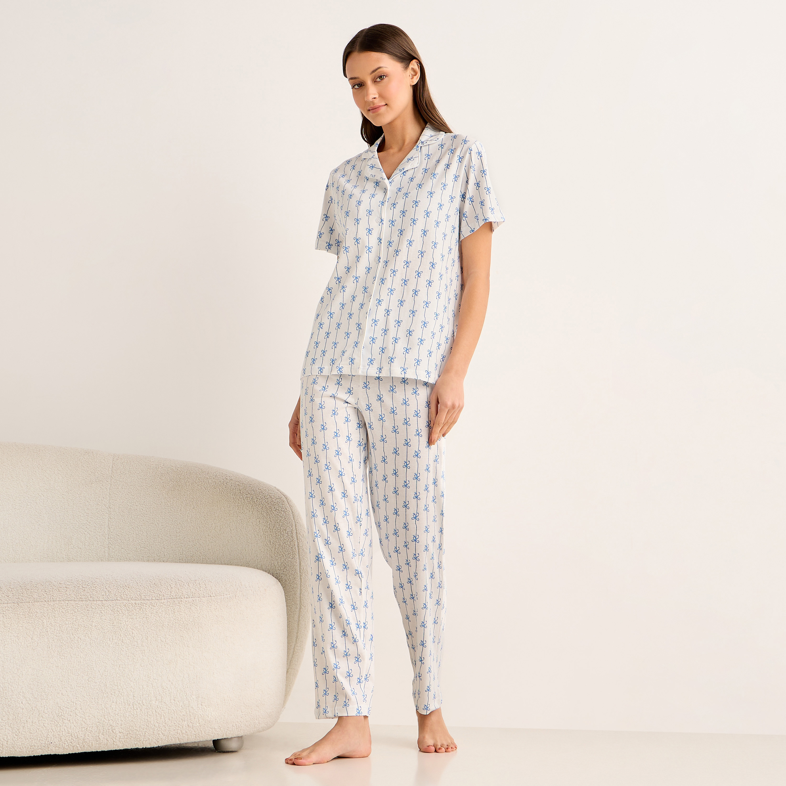 Pyjama Set Button-Down Shirt and Pants-women-clothing-nightwear-pyjamas-longsets-image-1