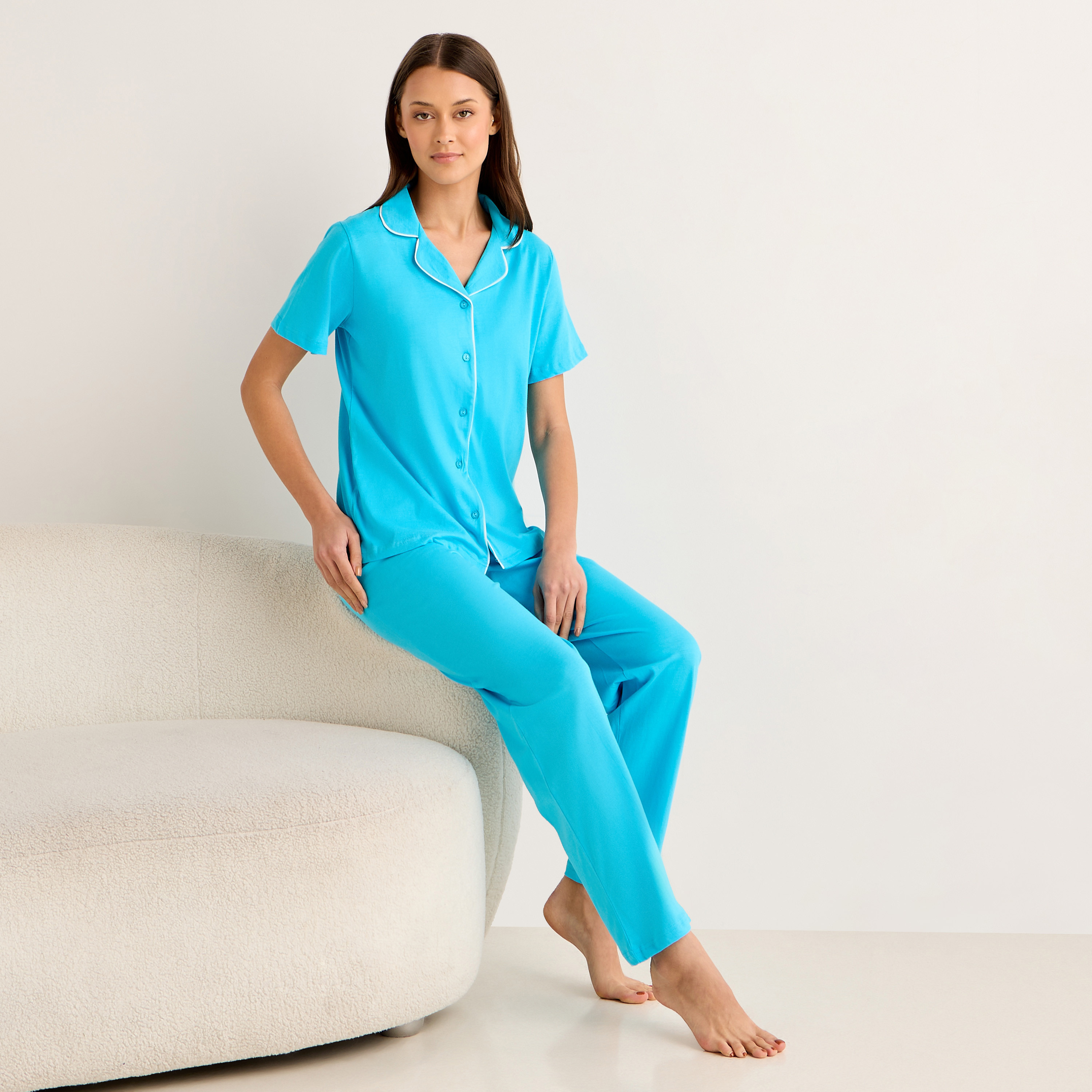 Pyjama Set Button-Down Shirt and Pants-women-clothing-nightwear-pyjamas-longsets-image-1