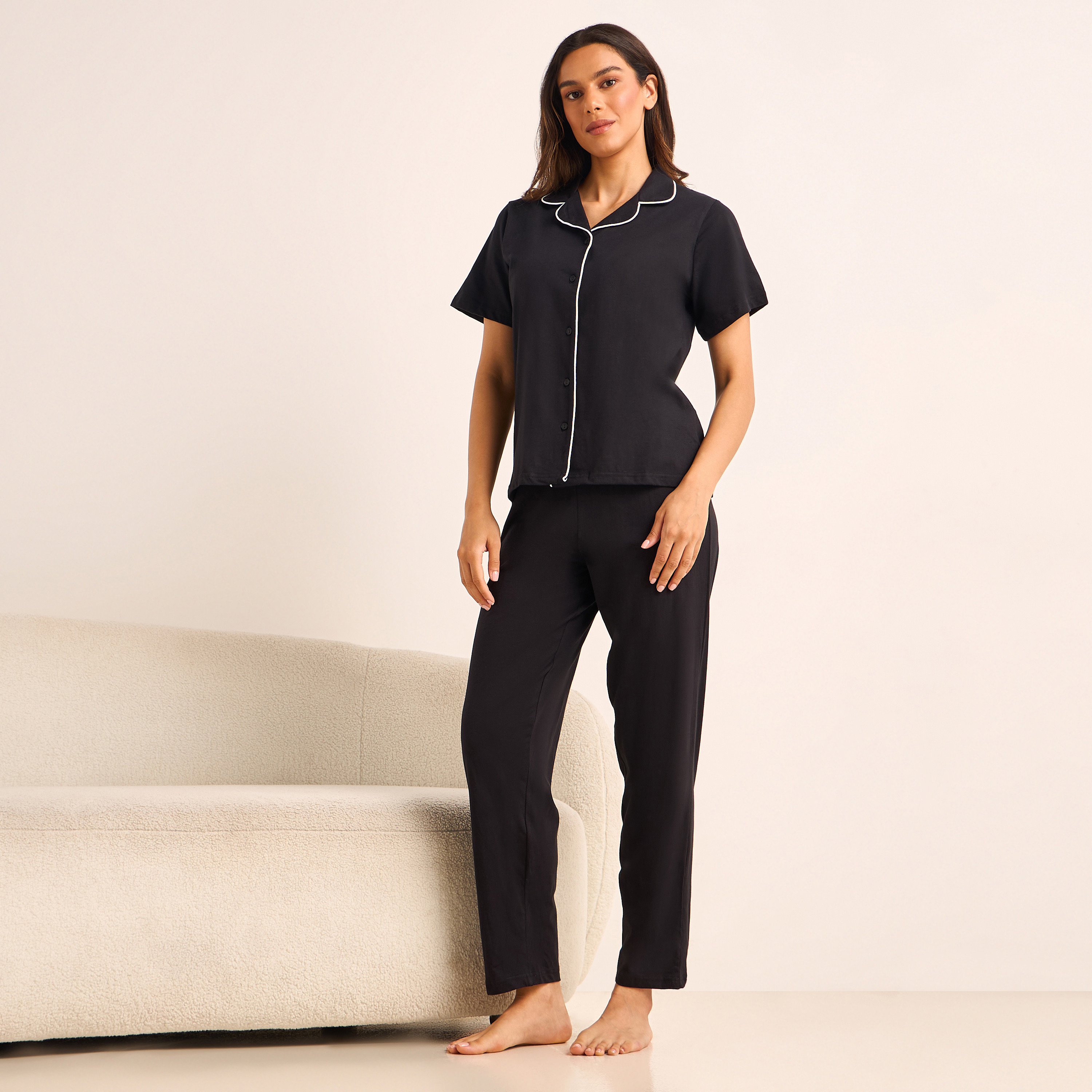 Pyjama Set Button-Down Shirt and Pants-women-clothing-nightwear-pyjamas-longsets-image-1