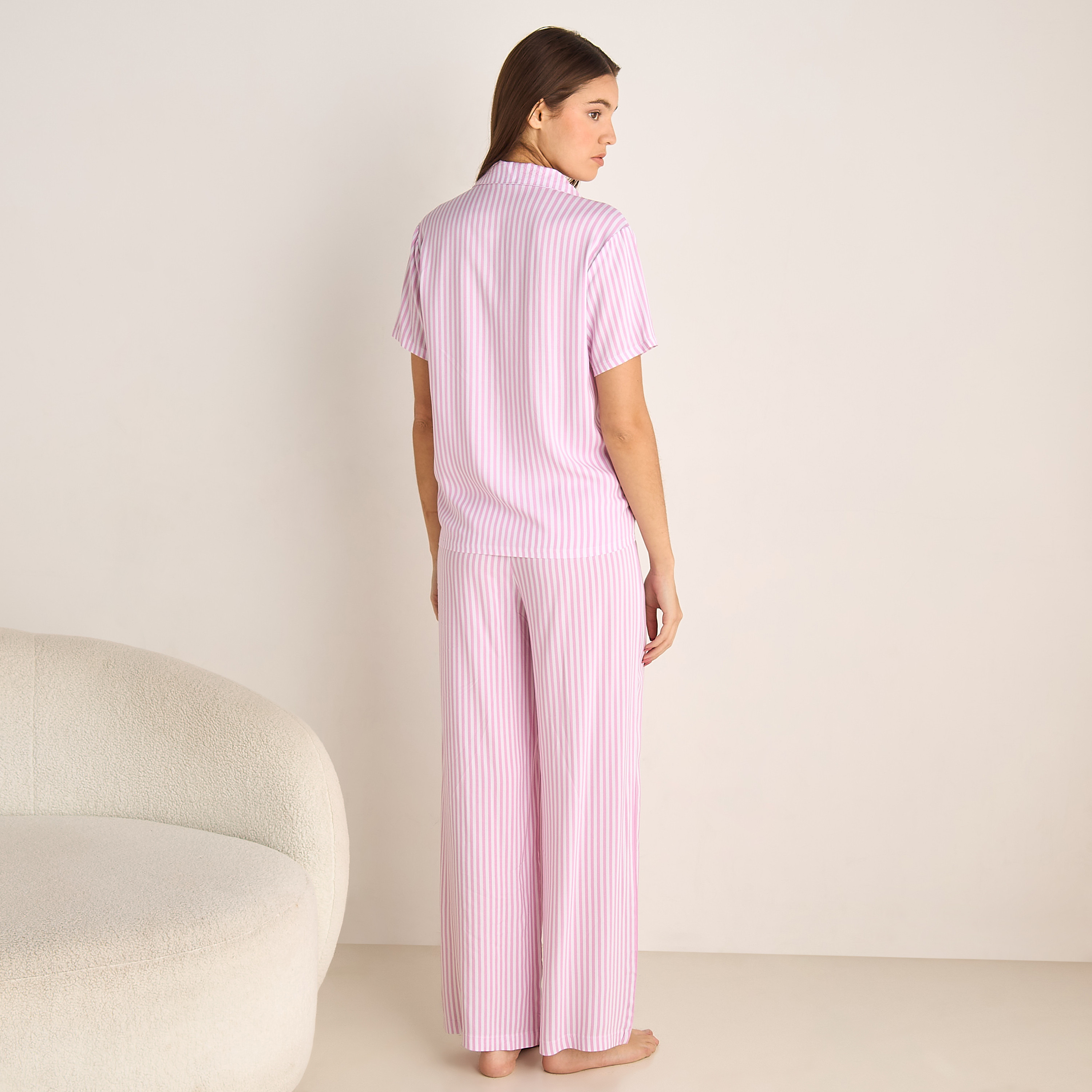 Pyjama Set Button-Down Shirt & Trousers Viscose-women-clothing-nightwear-pyjamas-longsets-image-3