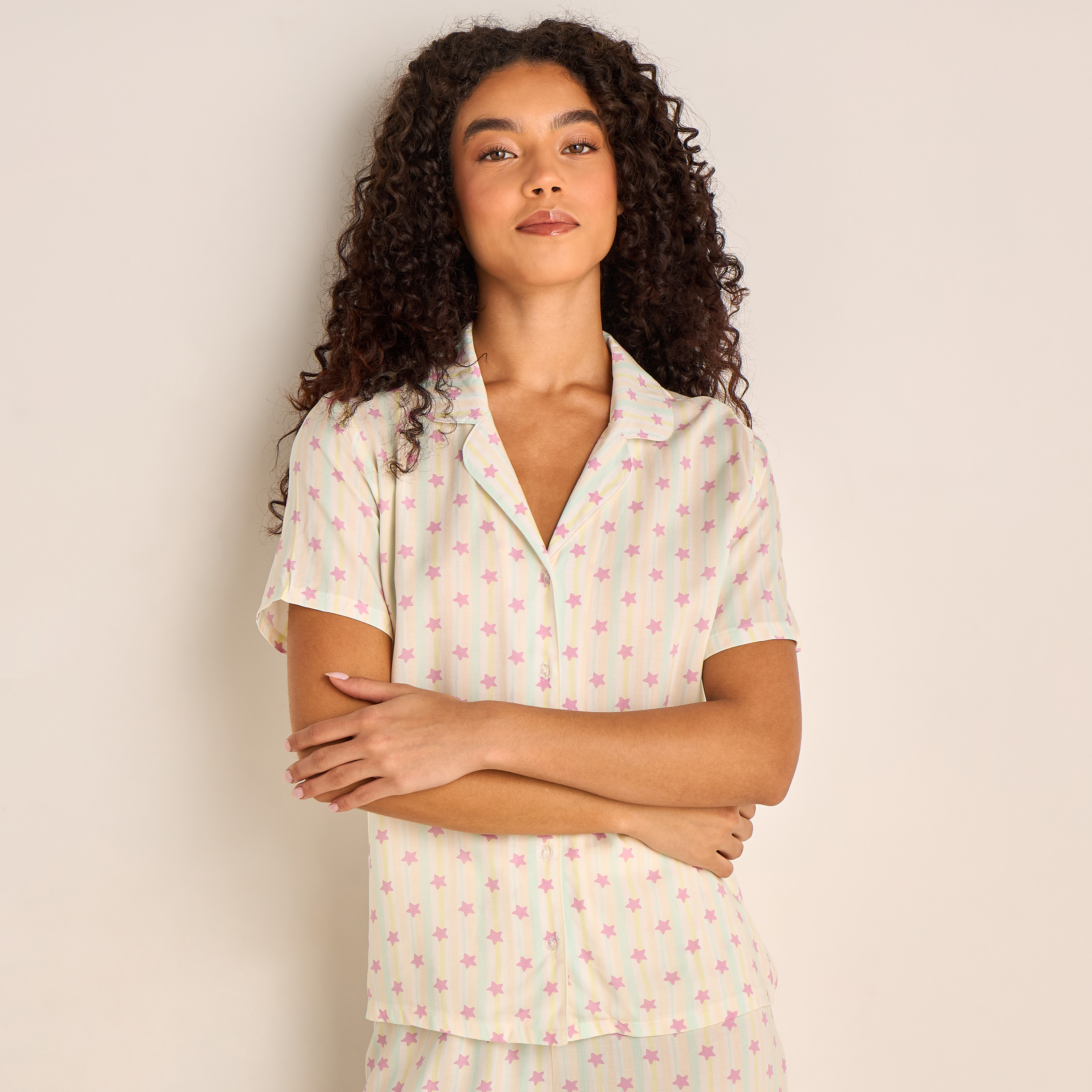 Pyjama Set Button-Down Shirt & Trousers Viscose-women-clothing-nightwear-pyjamas-longsets-image-2