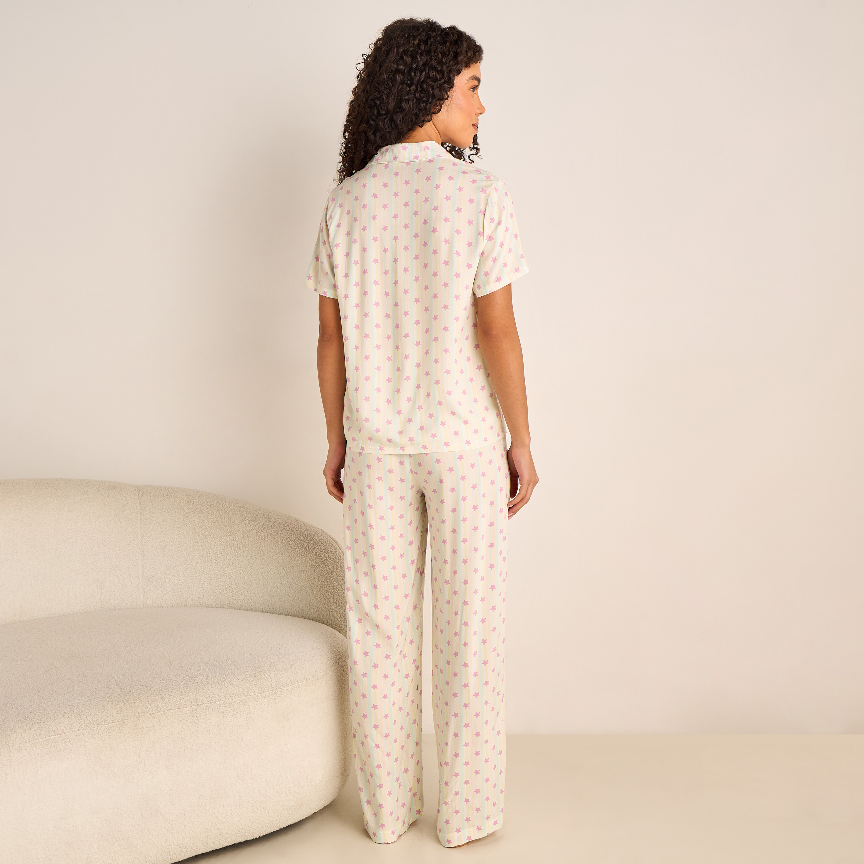 Pyjama Set Button-Down Shirt & Trousers Viscose-women-clothing-nightwear-pyjamas-longsets-image-4