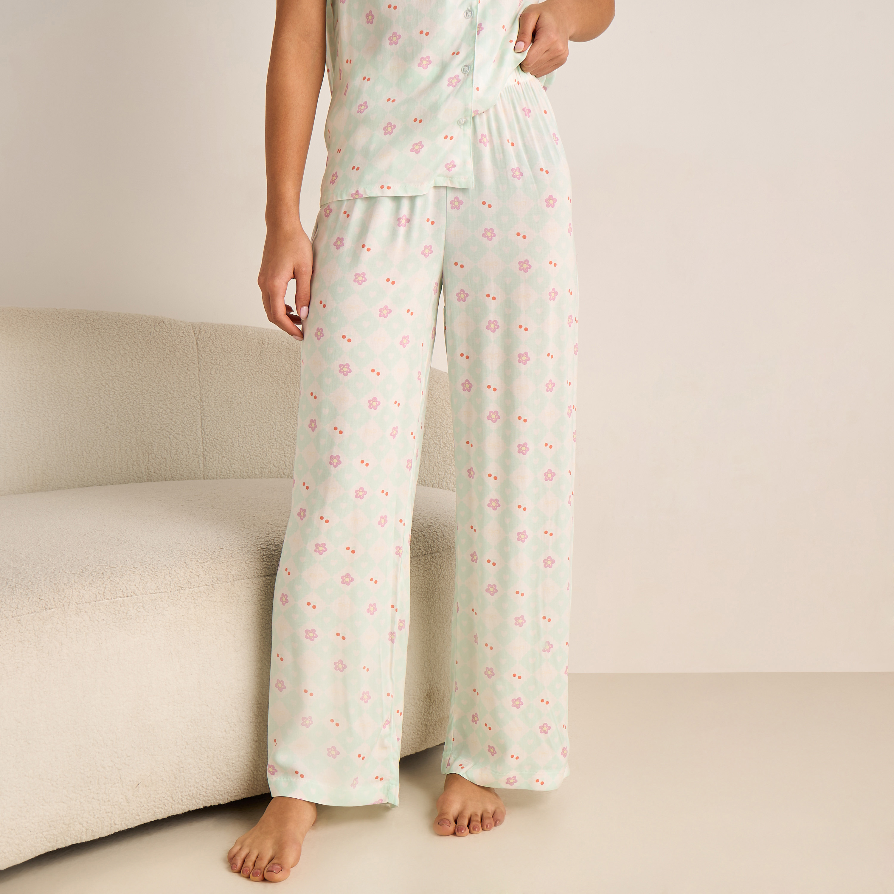 Pyjama Set Button-Down Shirt & Trousers Viscose-women-clothing-nightwear-pyjamas-longsets-image-3