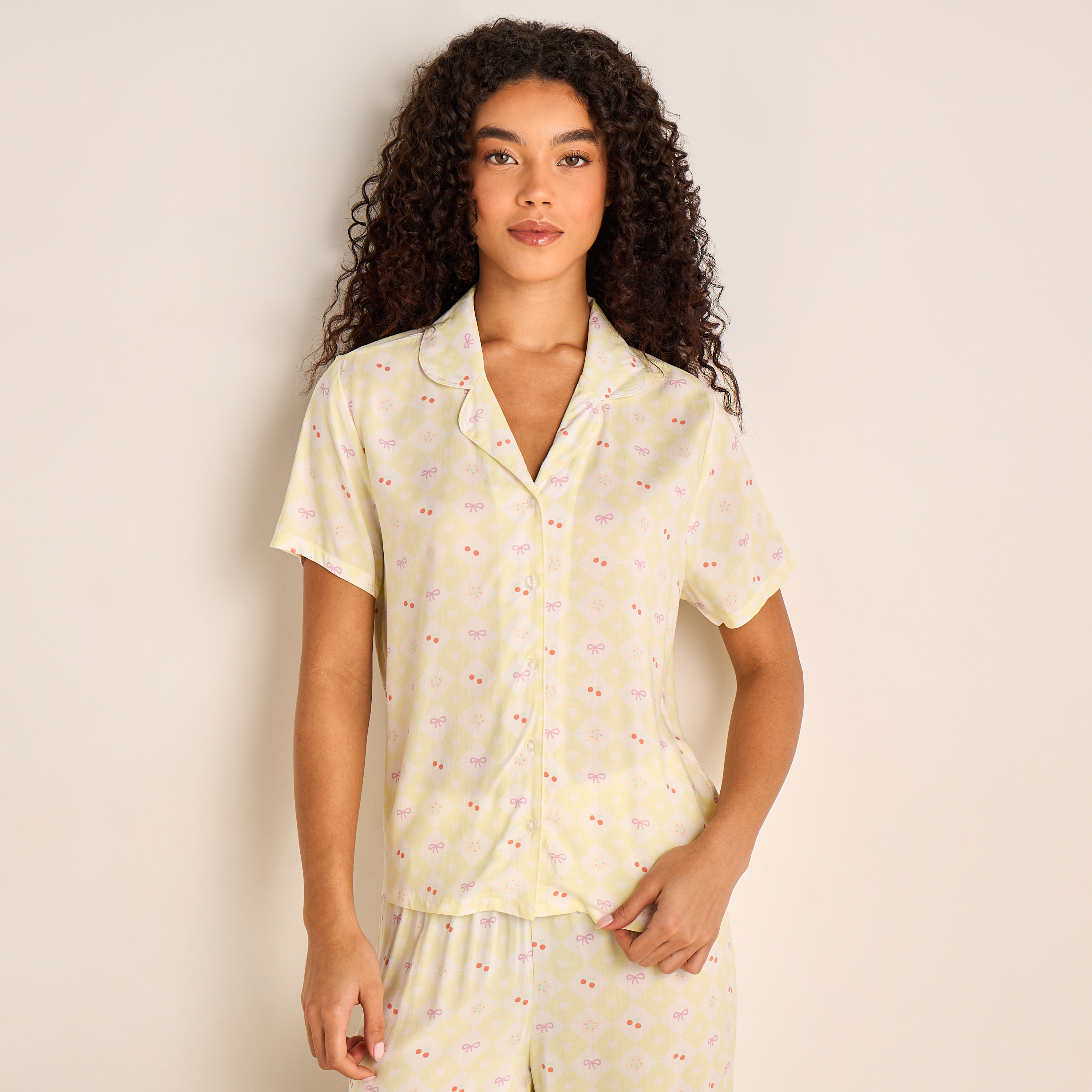 Pyjama Set Button-Down Shirt & Trousers Viscose-women-clothing-nightwear-pyjamas-longsets-image-2