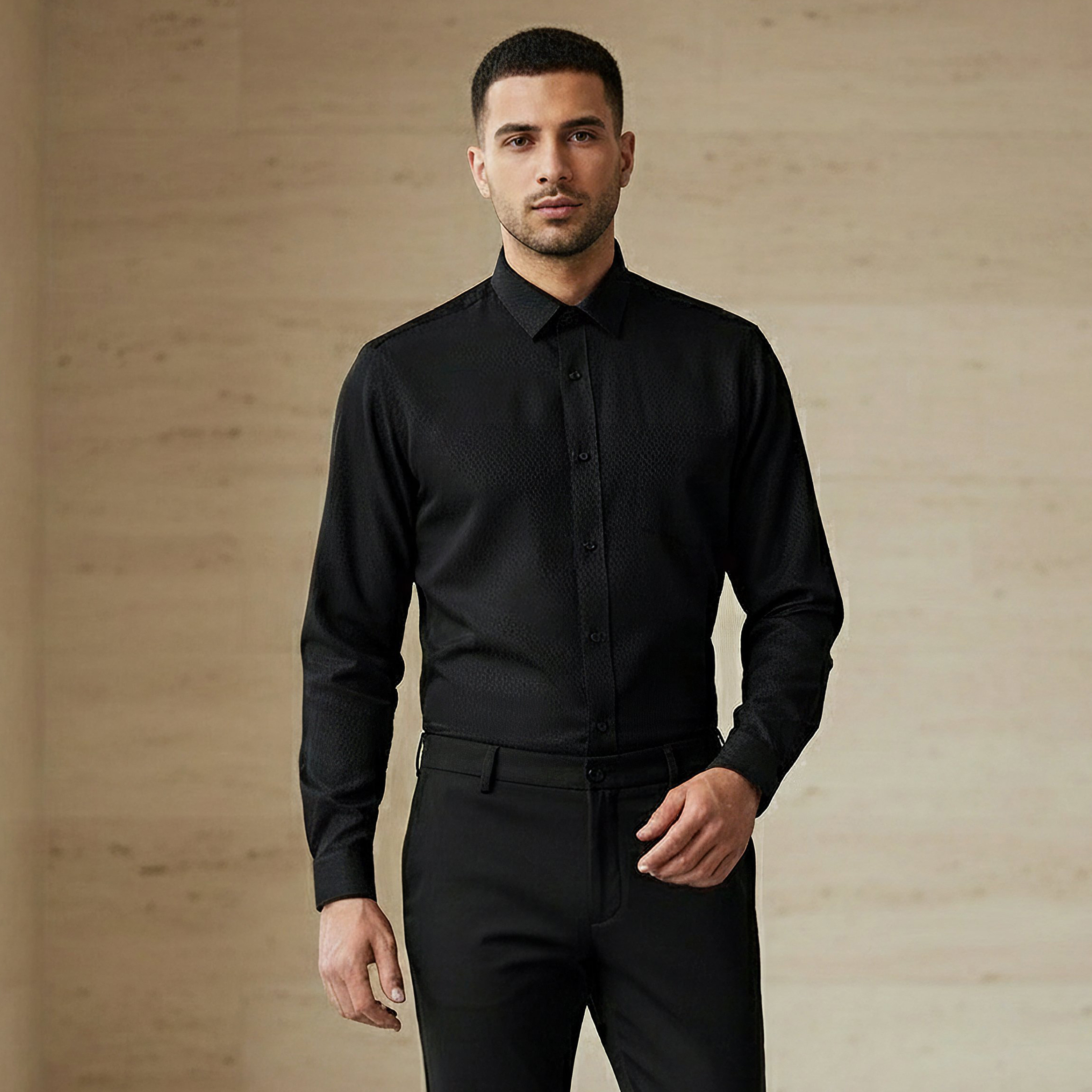 Men Regular Fit Self Texture Dobby Collar Shirt-men-clothing-shirts-image-1