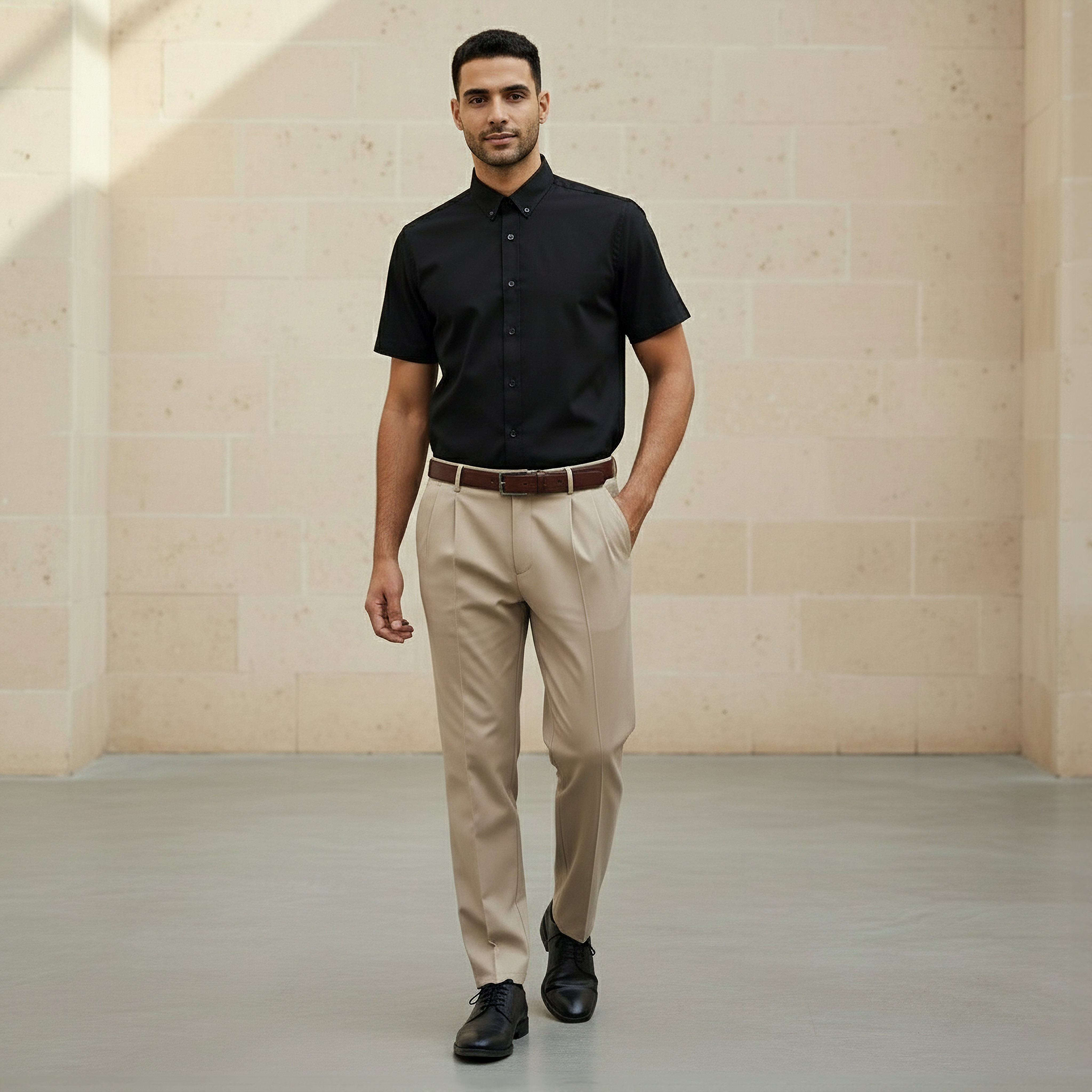 Men Regular Fit Button Down Collar Short Sleeve Shirt-men-clothing-shirts-image-4