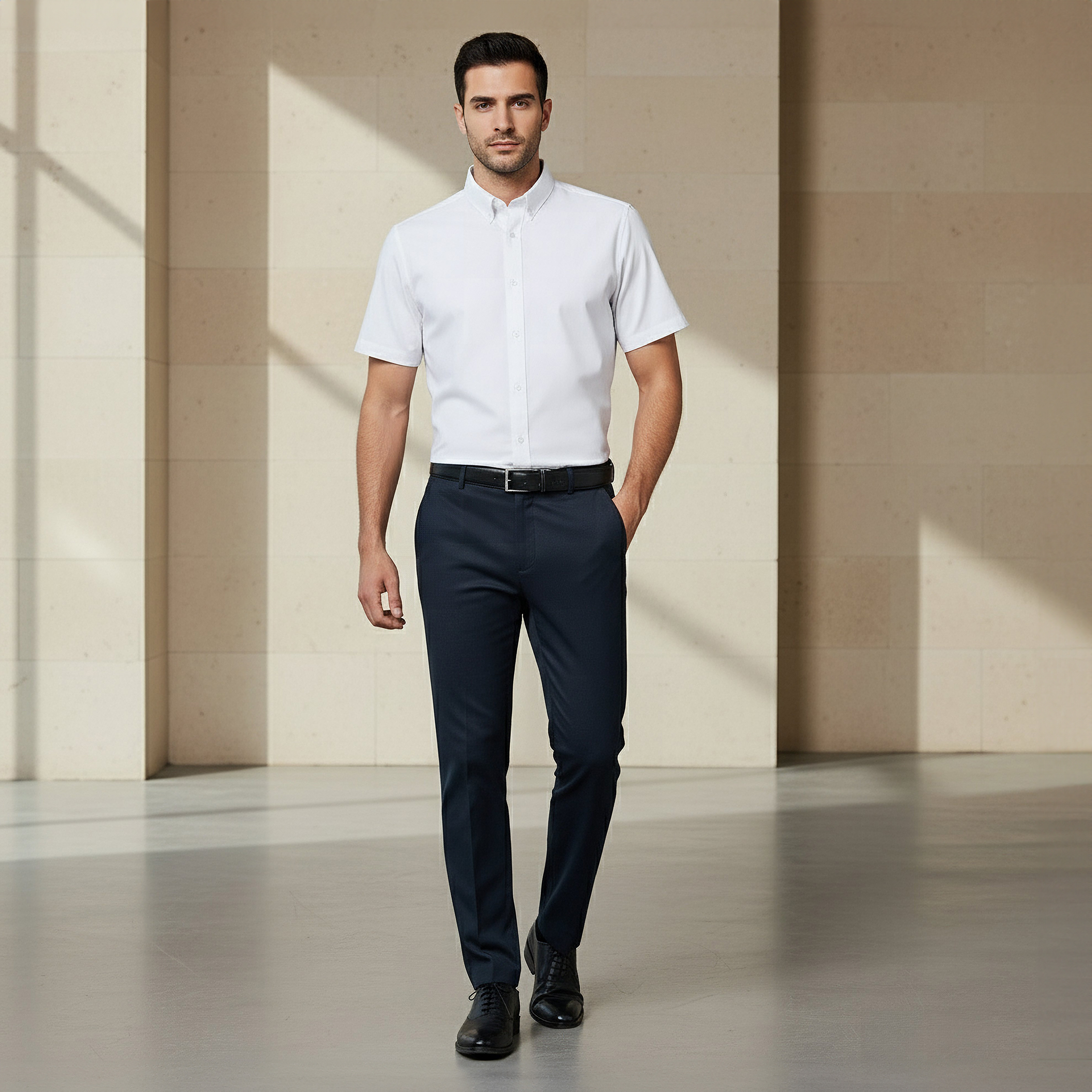 Men Regular Fit Button Down Collar Short Sleeve Shirt-men-clothing-shirts-image-4