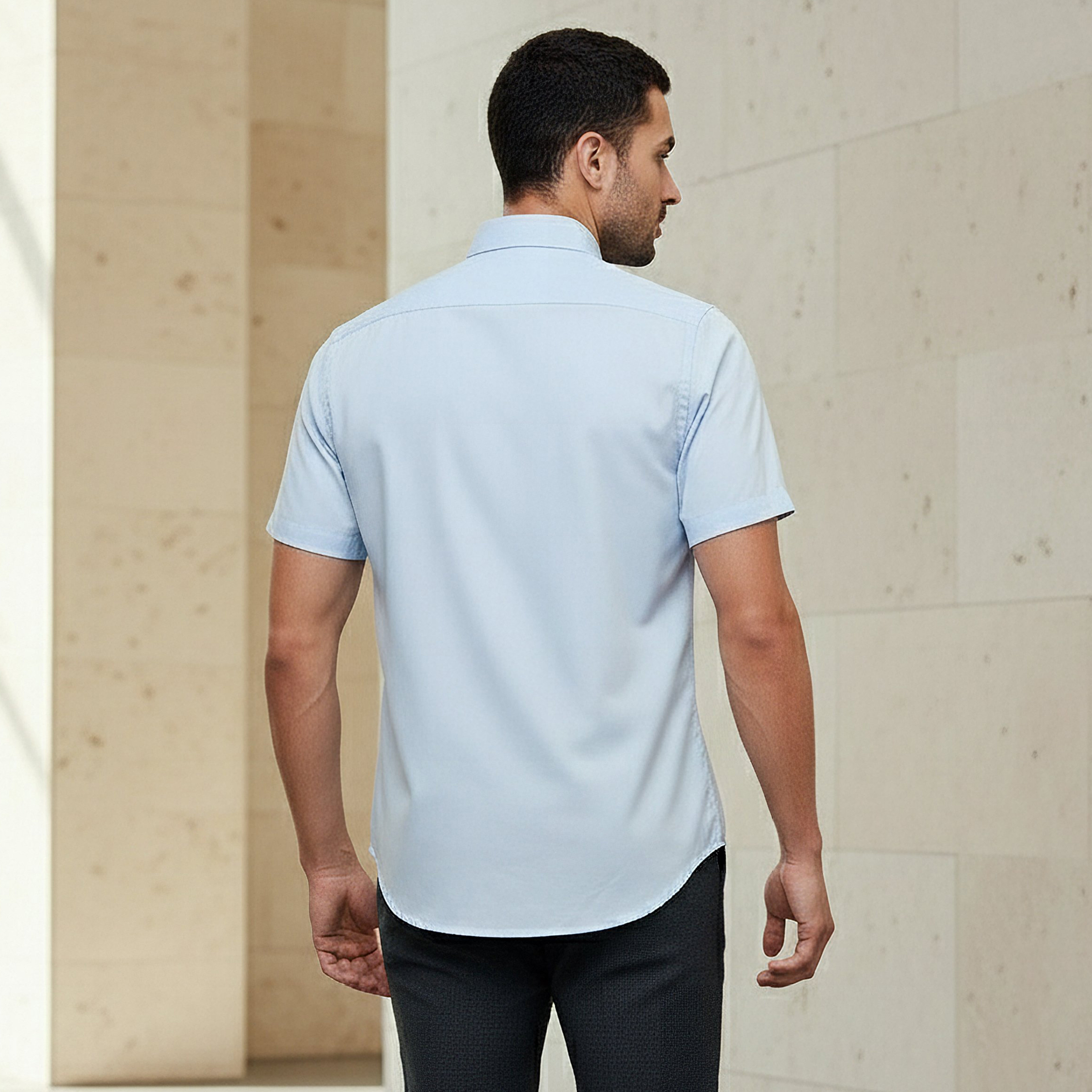 Men Regular Fit Button Down Collar Short Sleeve Shirt-men-clothing-shirts-image-3