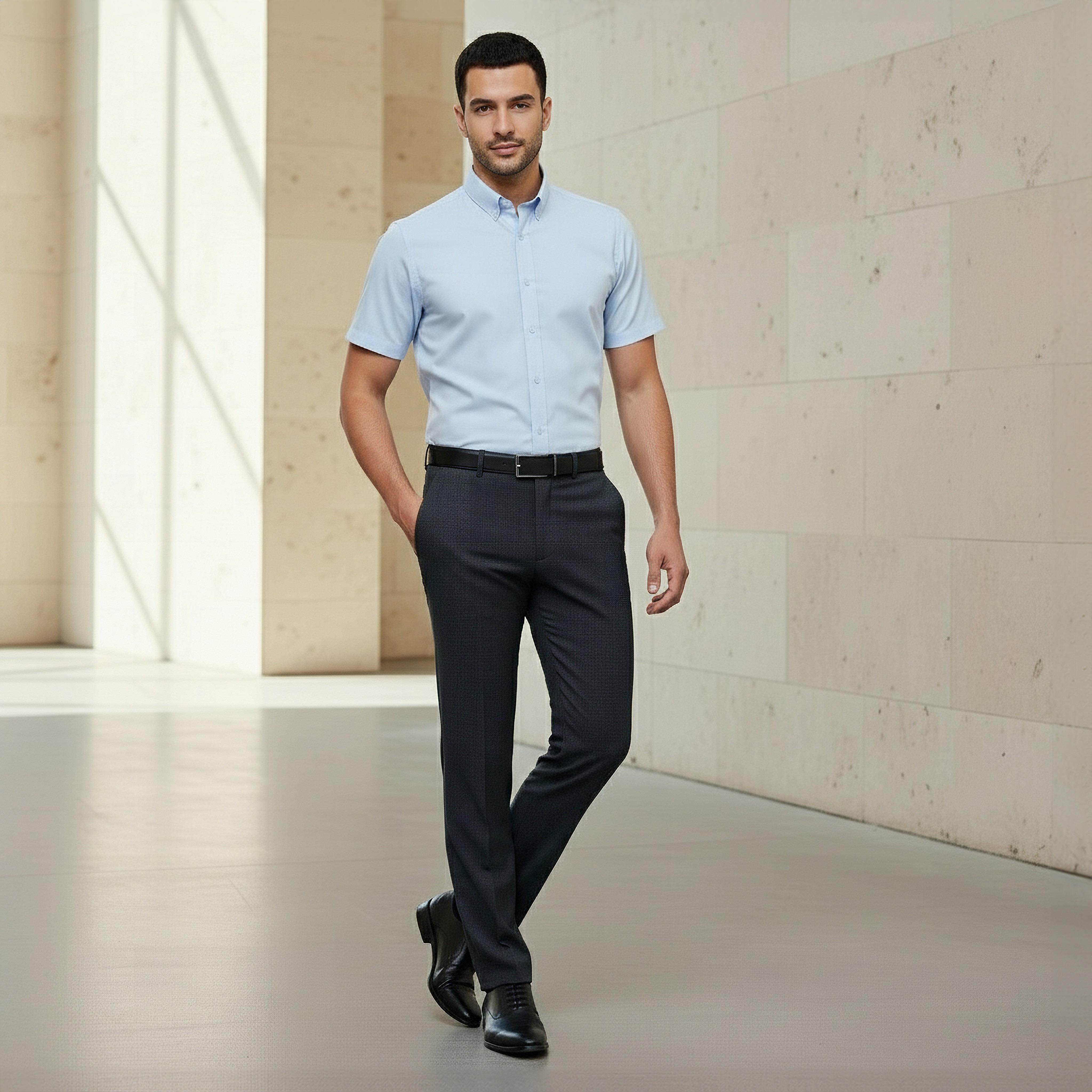 Men Regular Fit Button Down Collar Short Sleeve Shirt-men-clothing-shirts-image-4