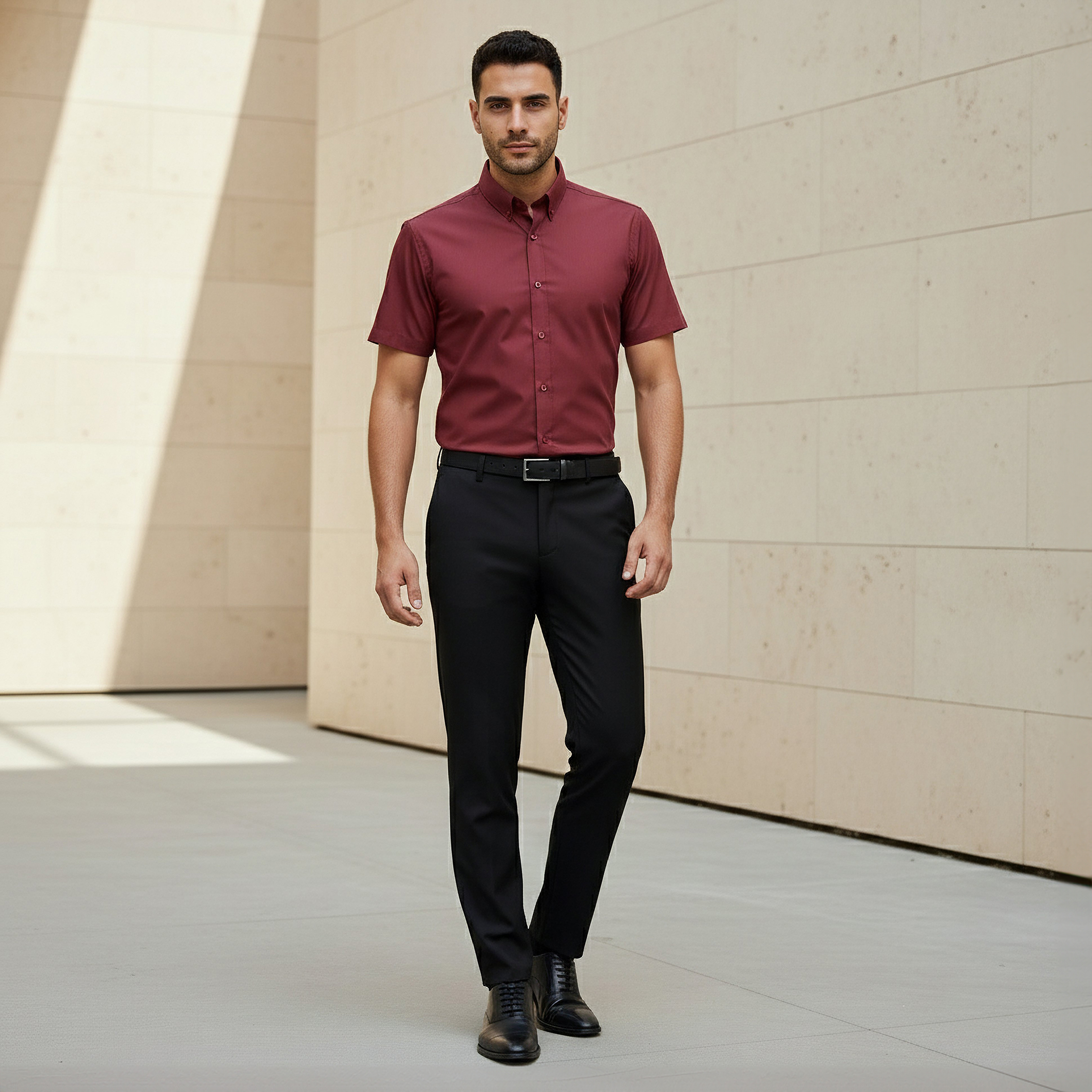 Men Regular Fit Button Down Collar Short Sleeve Shirt-men-clothing-shirts-image-4