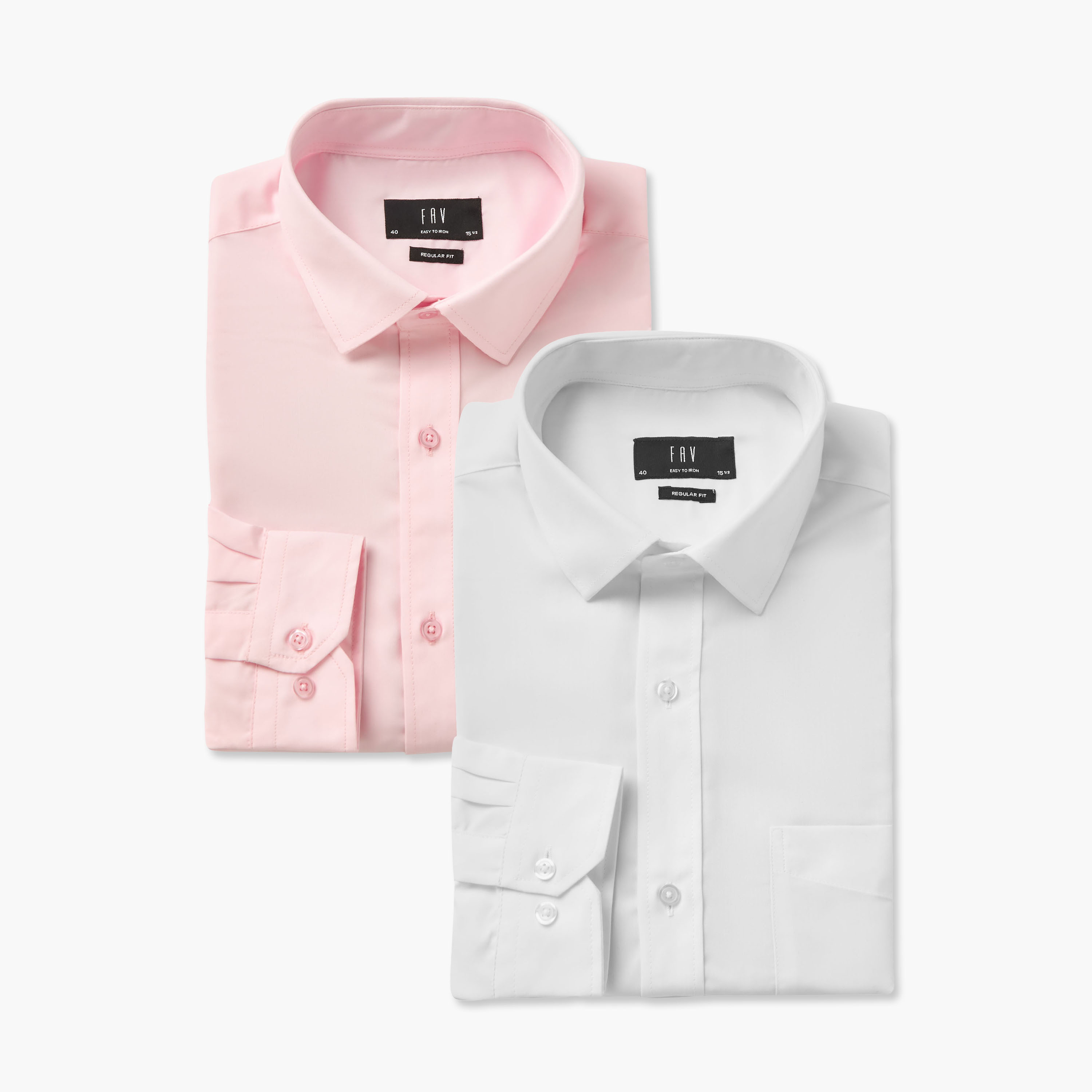 قميصان رجالي بياقة وقصة عادية وأكمام طويلة - طقم من قطعتين-men-clothing-shirts-image-1