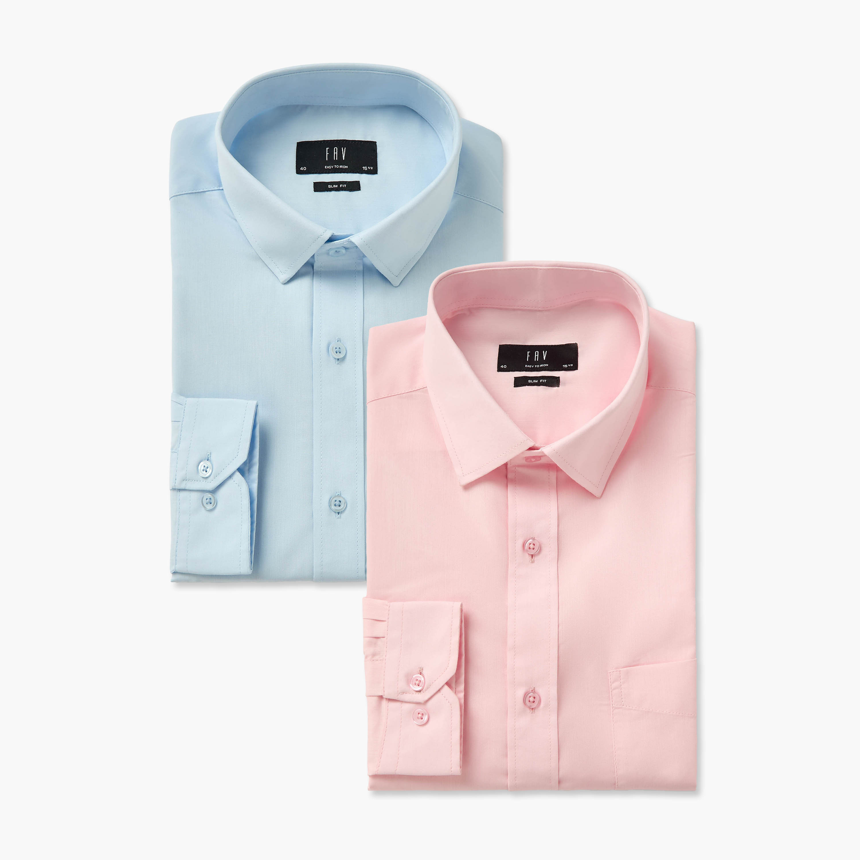 Set of 2 - Men Slim Fit Collared Long Sleeves Shirt-men-clothing-shirts-image-1