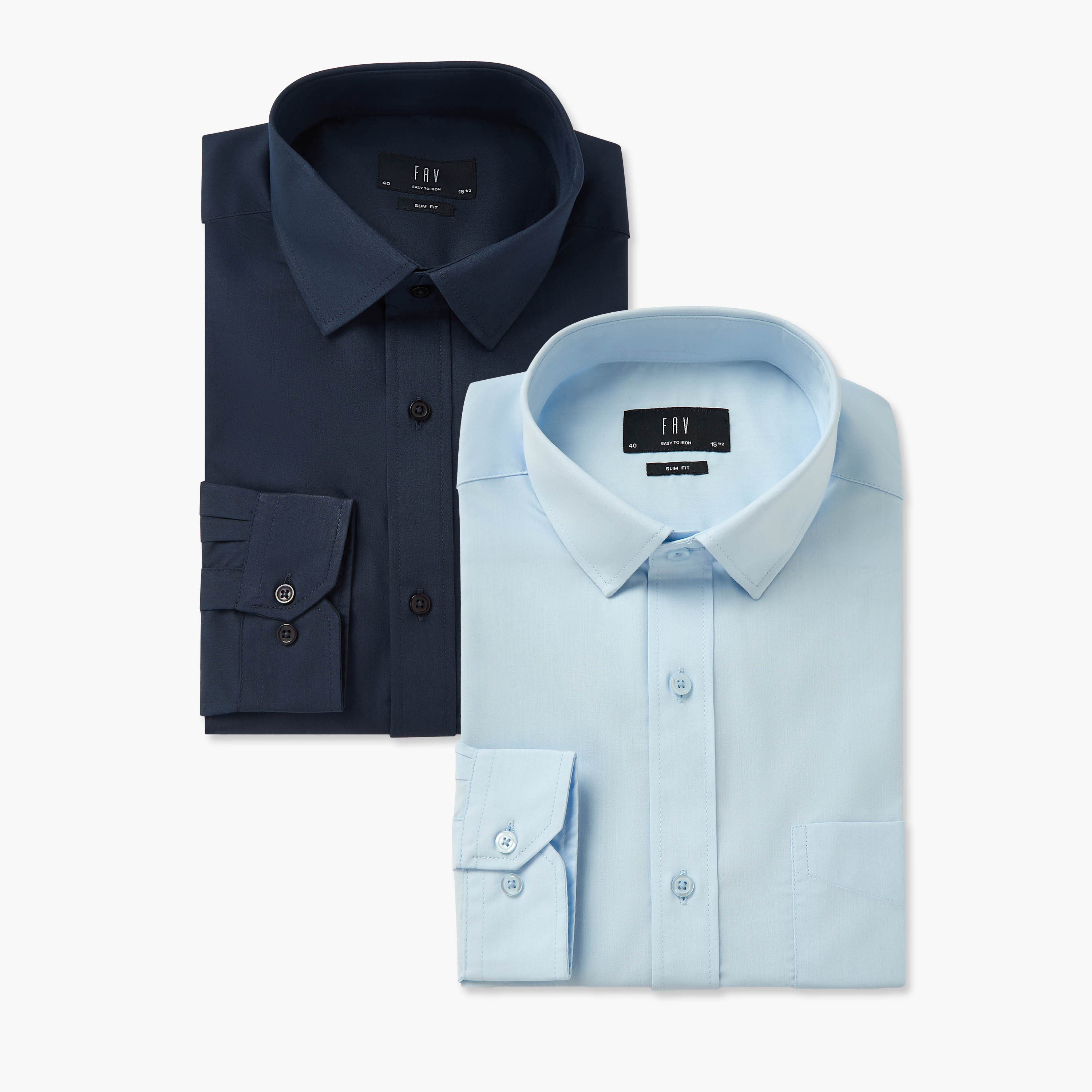 Set of 2 - Men Slim Fit Collared Long Sleeves Shirt-men-clothing-shirts-image-1