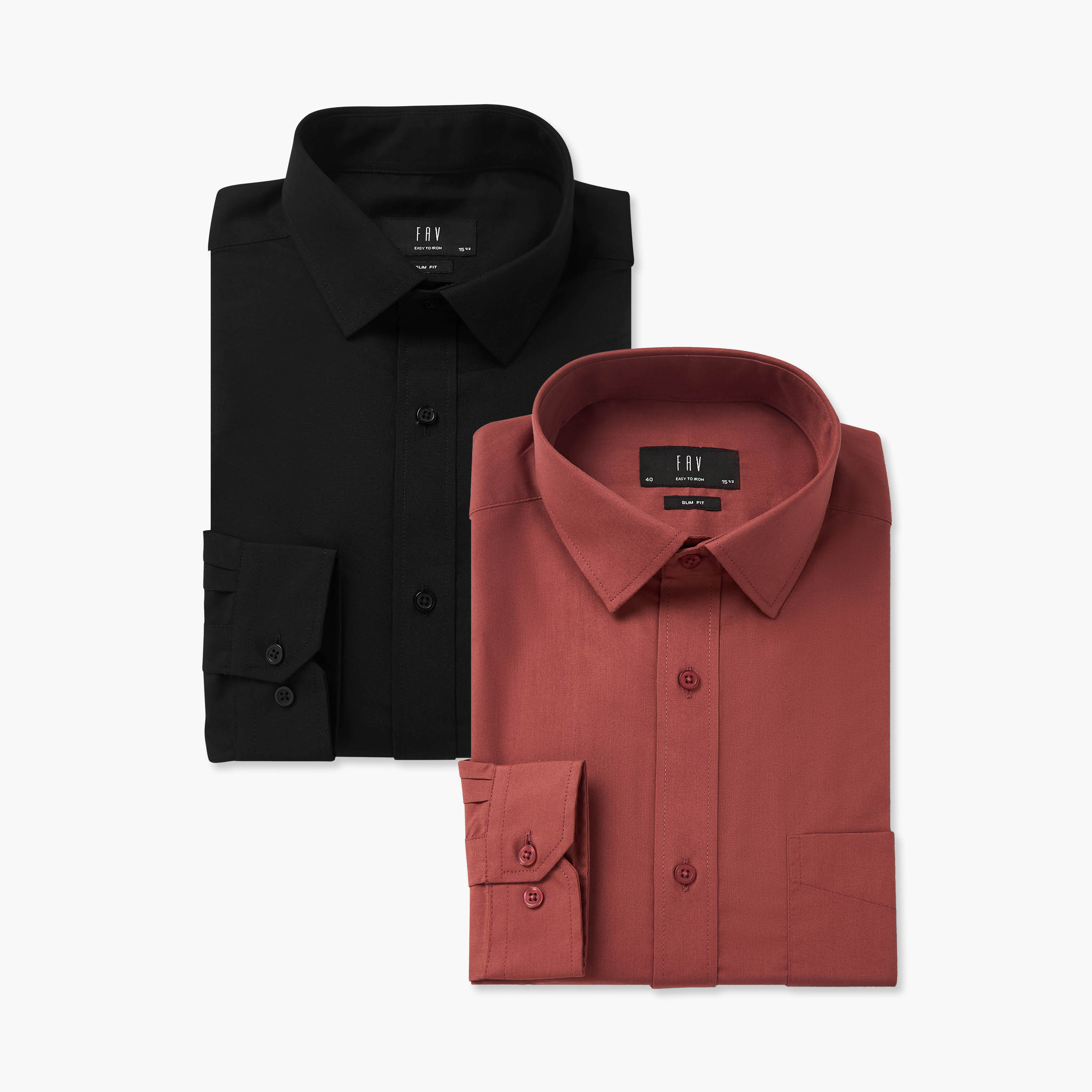 طقم قميص بقصّة سليم وياقة عادية وأكمام طويلة قطعتين للرجال-men-clothing-shirts-image-1