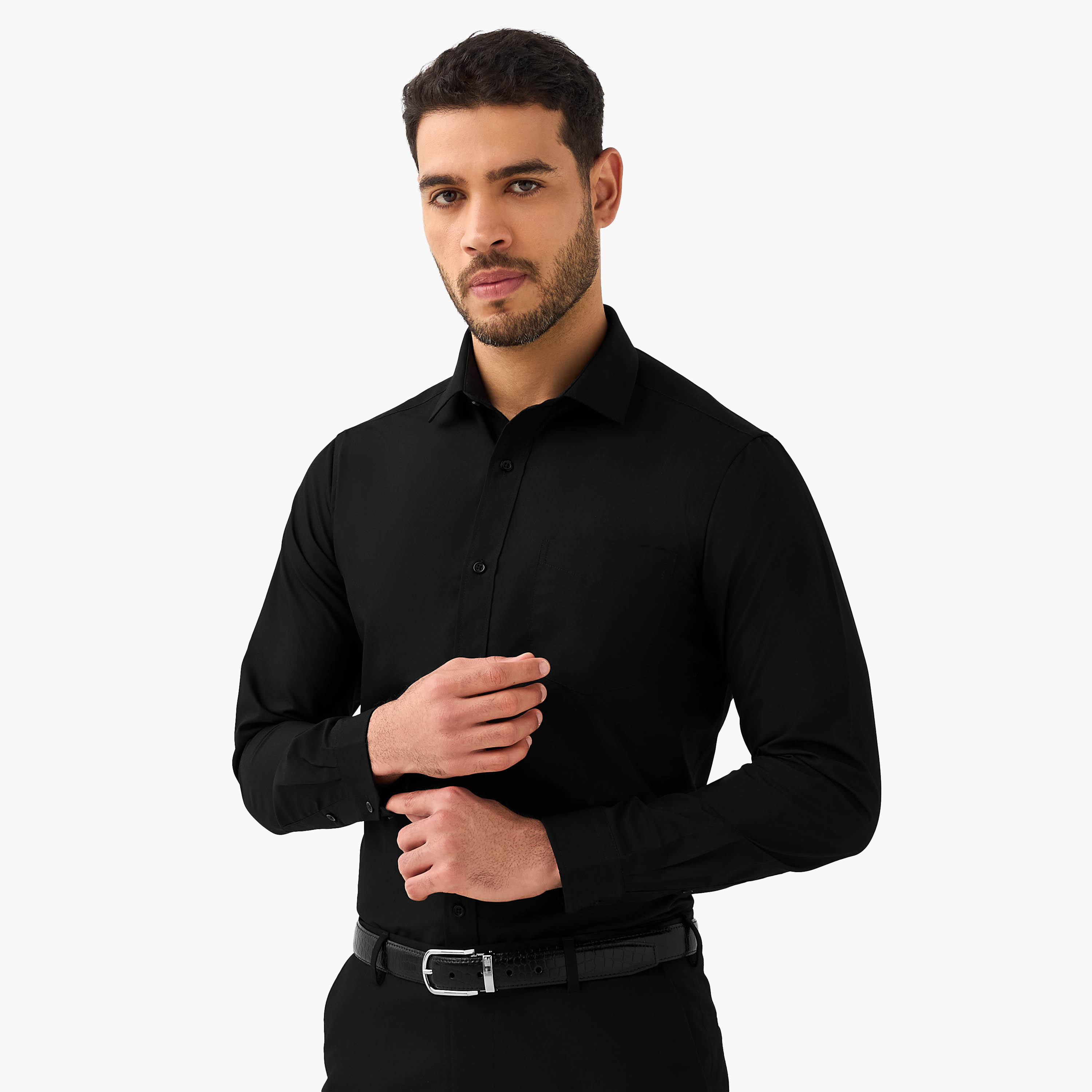 طقم قميص بقصّة سليم وياقة عادية وأكمام طويلة قطعتين للرجال-men-clothing-shirts-image-5