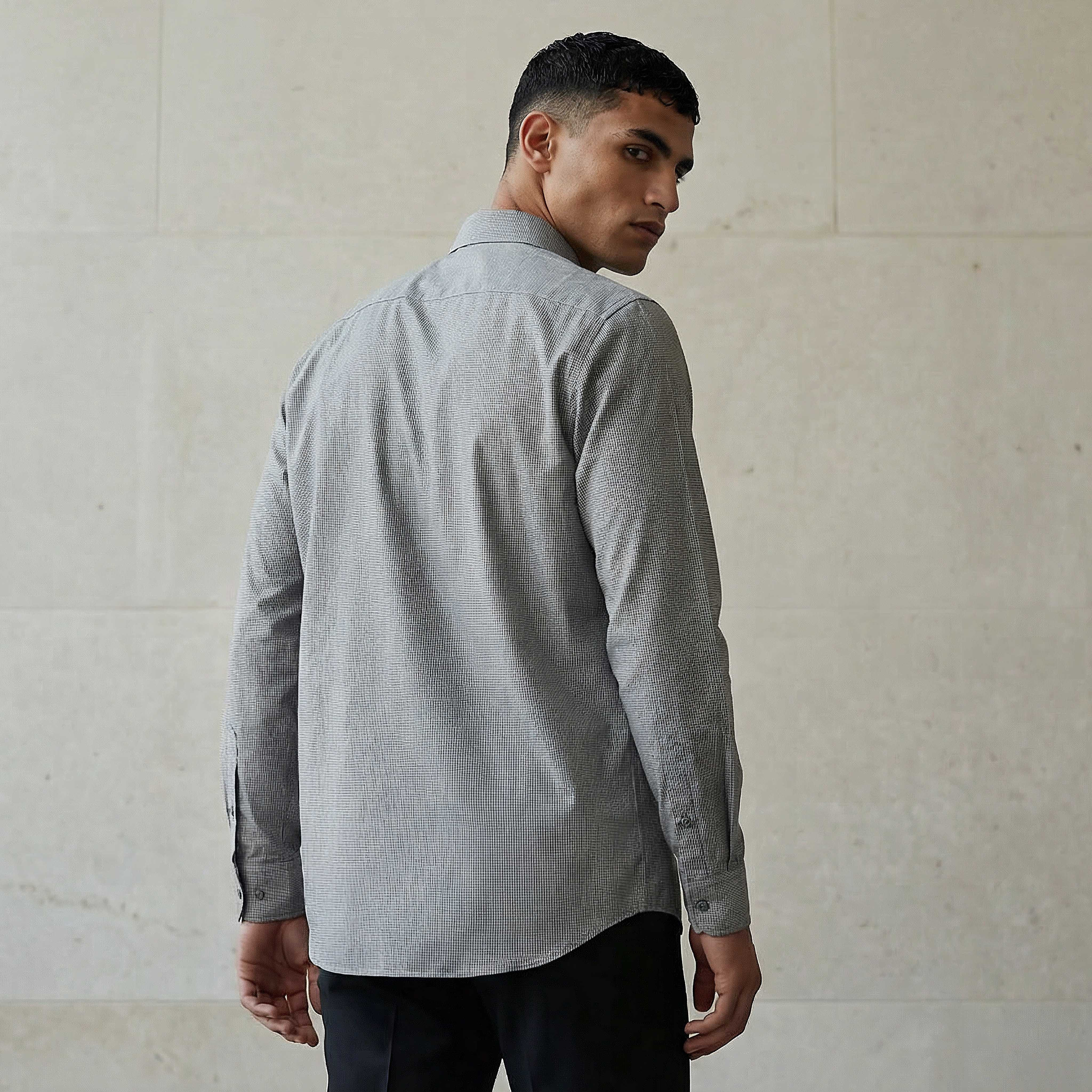 Men Slim Fit Collared Textured Long Sleeve Shirt-men-clothing-shirts-image-3