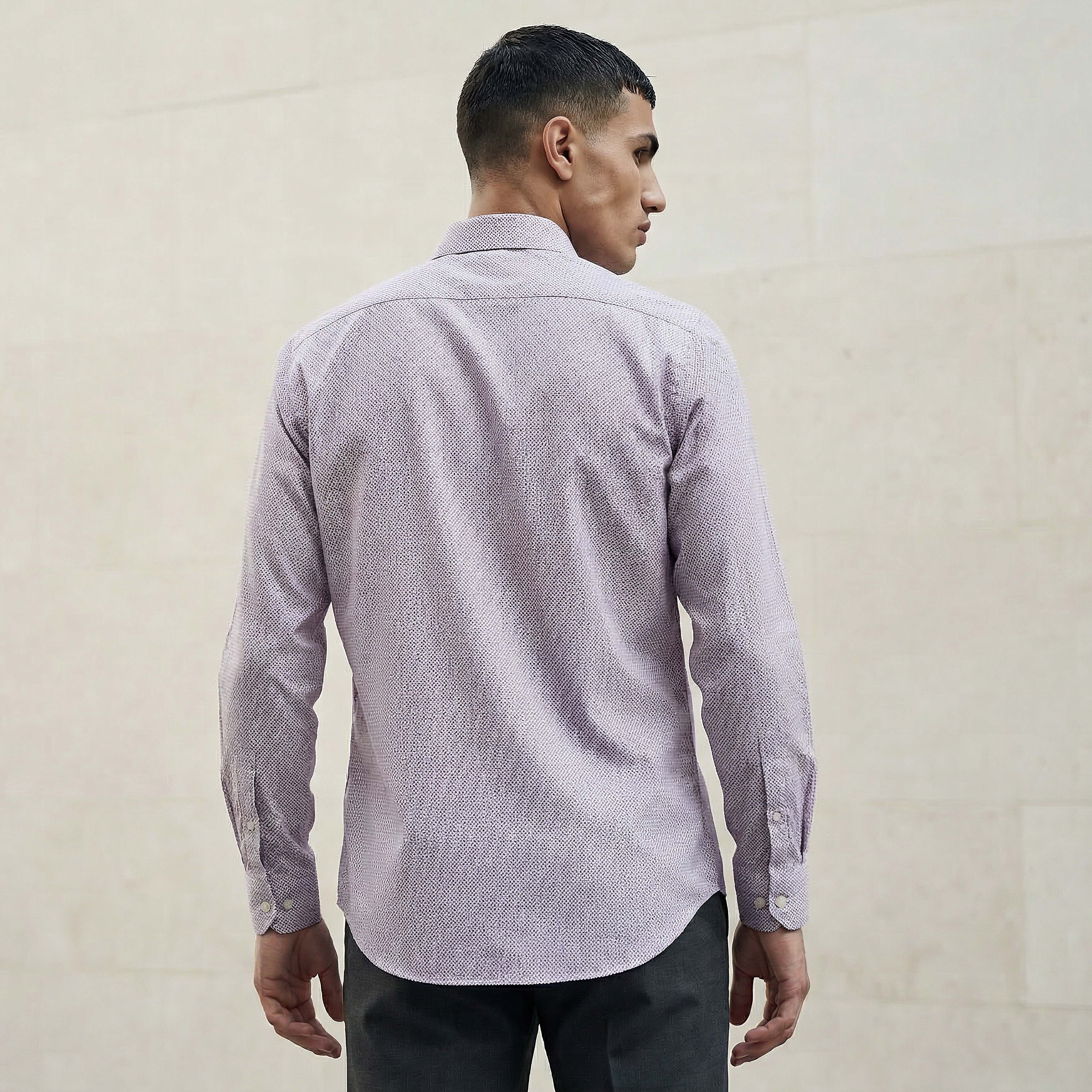Men Slim Fit Collared Textured Long Sleeve Shirt-men-clothing-shirts-image-3