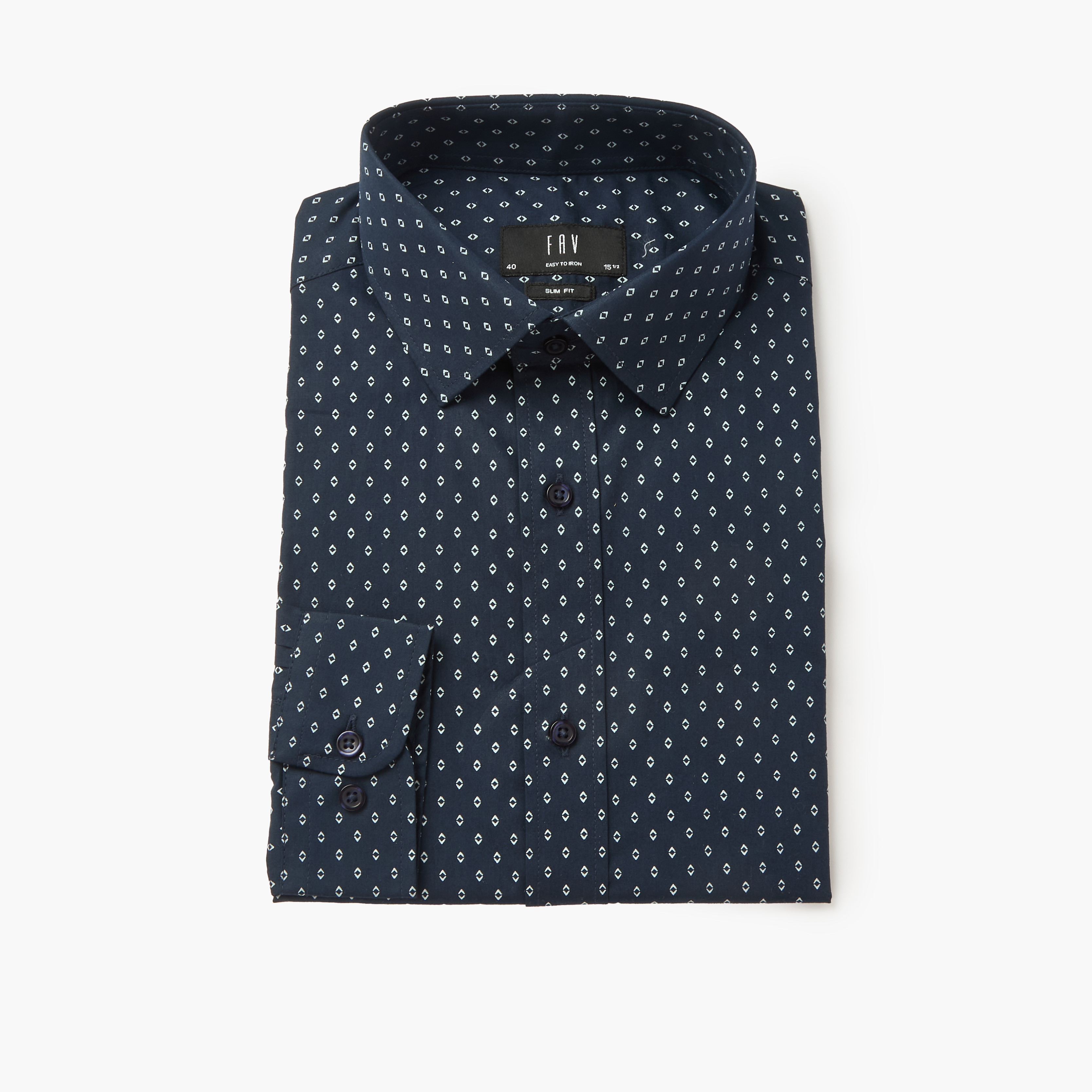Men Slim Fit Collared Self Textured Printed Long Sleeves Shirt-men-clothing-shirts-image-5