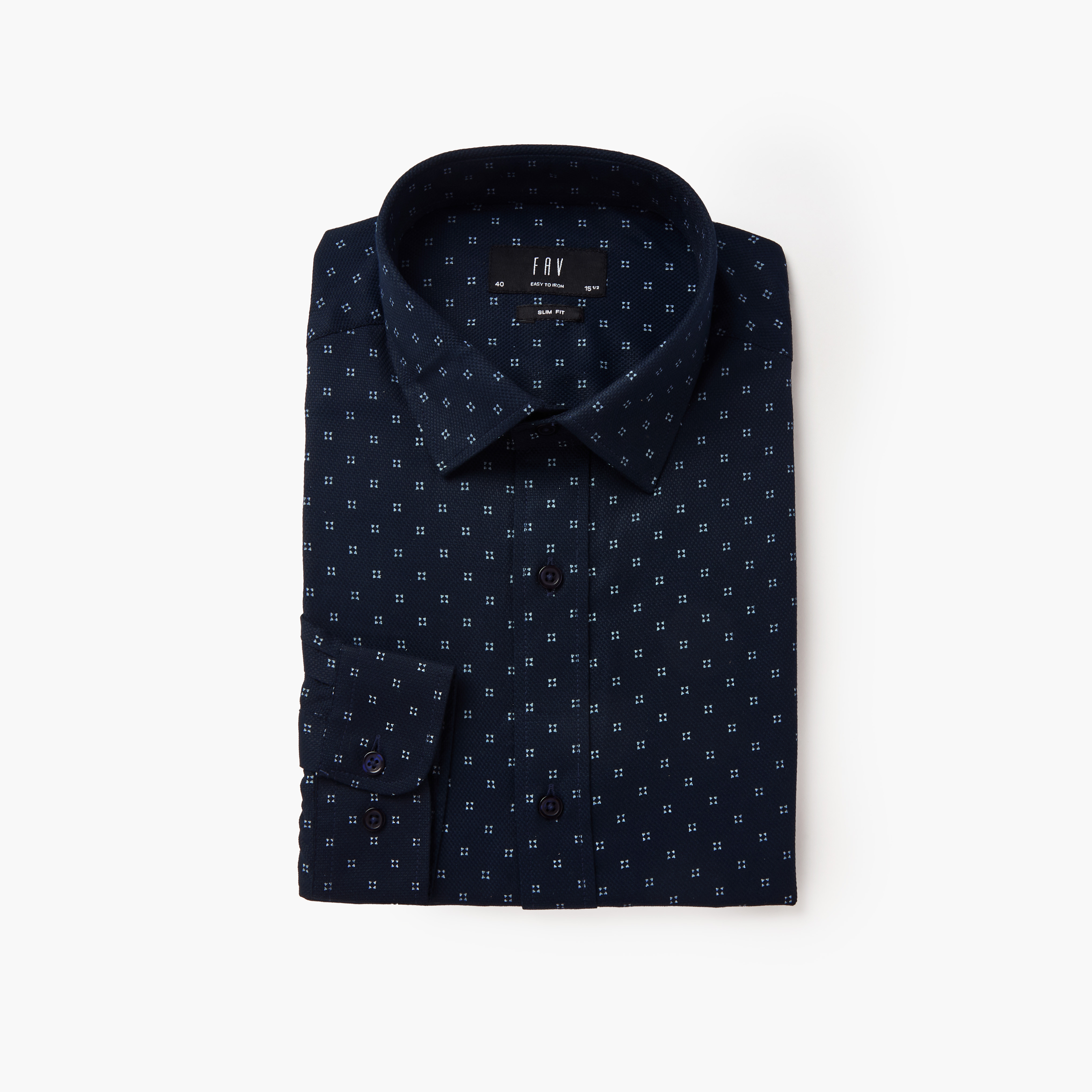 Men Slim Fit Collared Self Textured Printed Long Sleeves Shirt-men-clothing-shirts-image-5