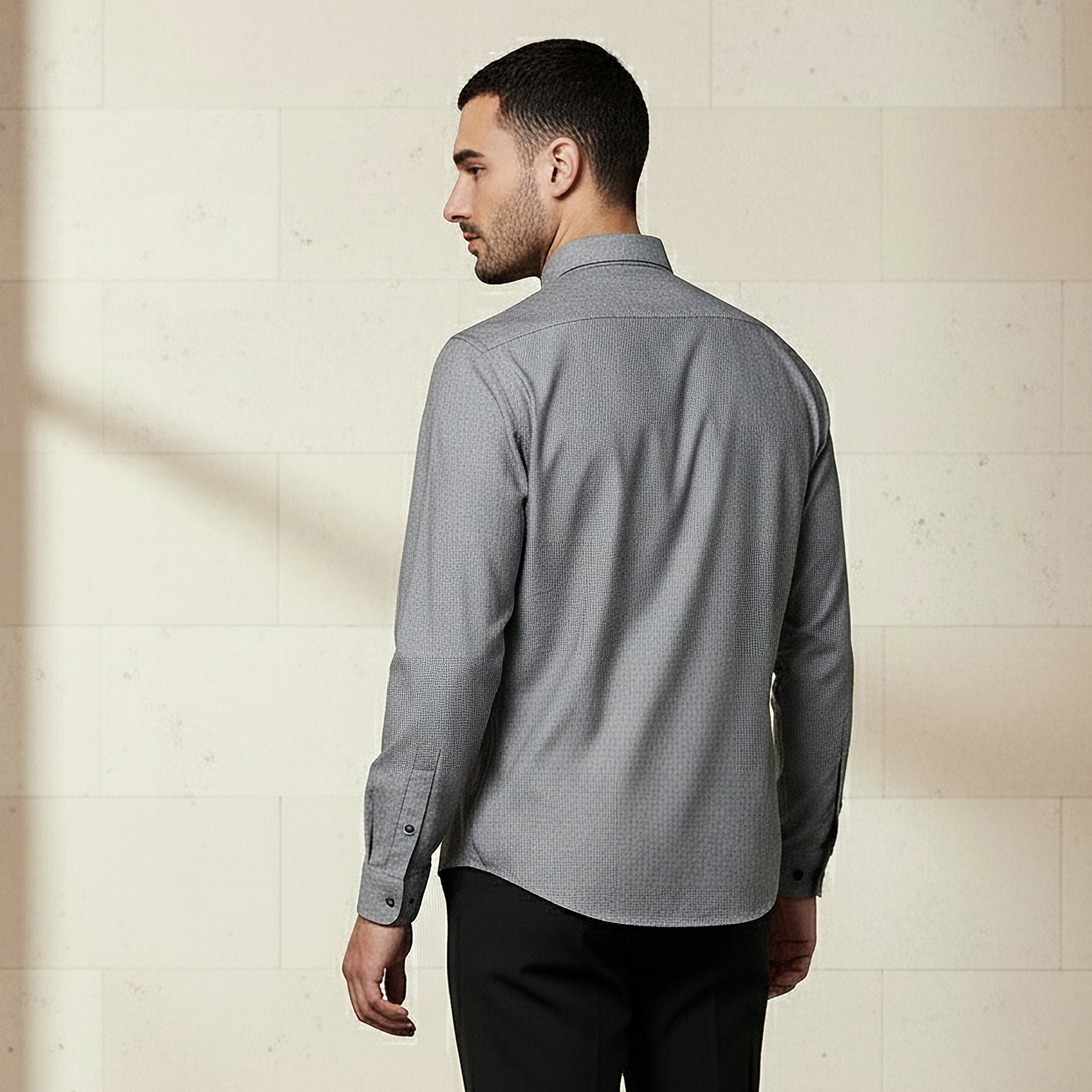 Men Slim Fit Collared Textured Long Sleeves Shirt-men-clothing-shirts-image-3