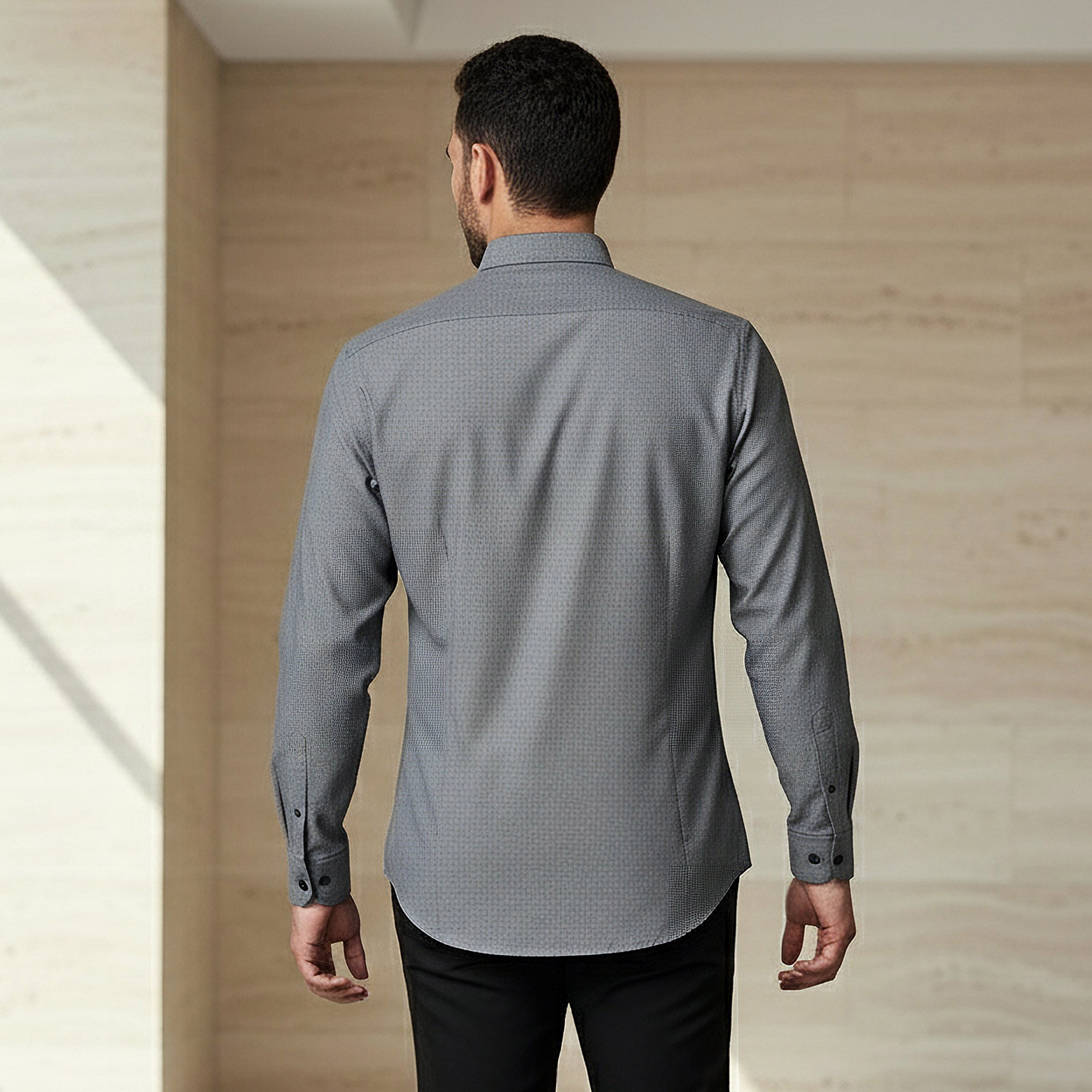 Men Regular Fit Spread Collar Textured Long Sleeves Shirt-men-clothing-shirts-image-3