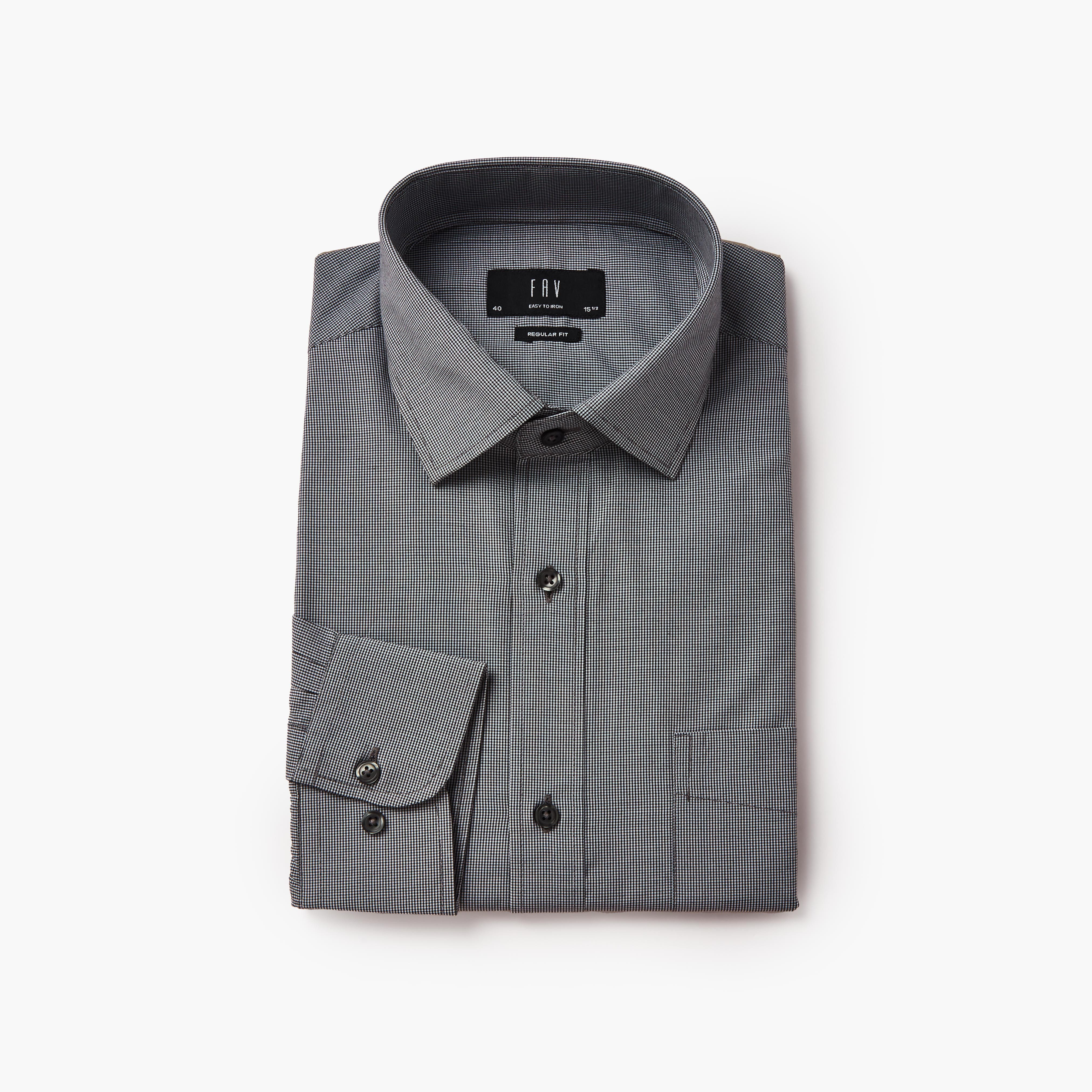 Men Regular Fit Spread Collar Textured Long Sleeves Shirt-men-clothing-shirts-image-5