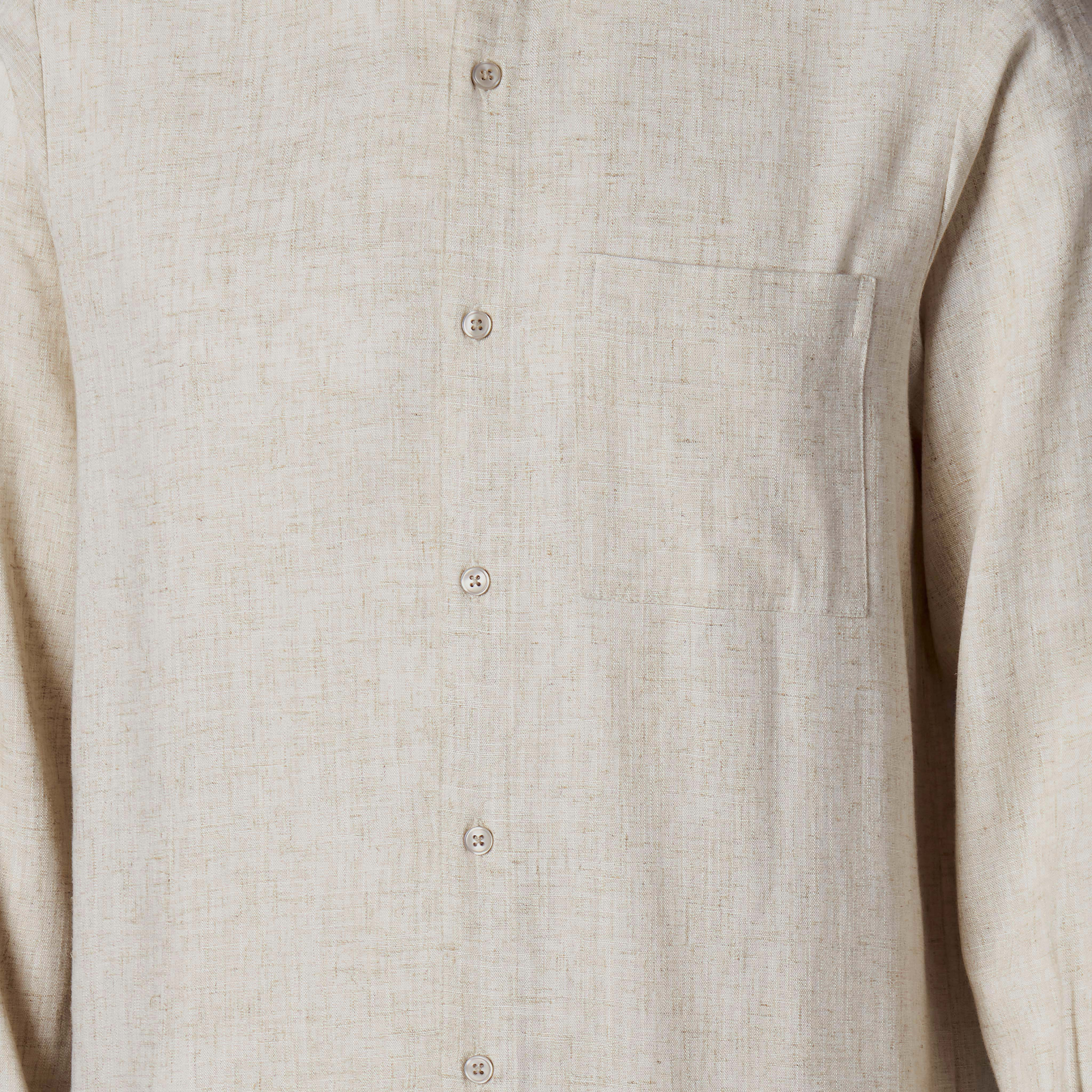 Men Regular Fit Collared Long Sleeves Linen Blend Shirt-men-clothing-shirts-image-4