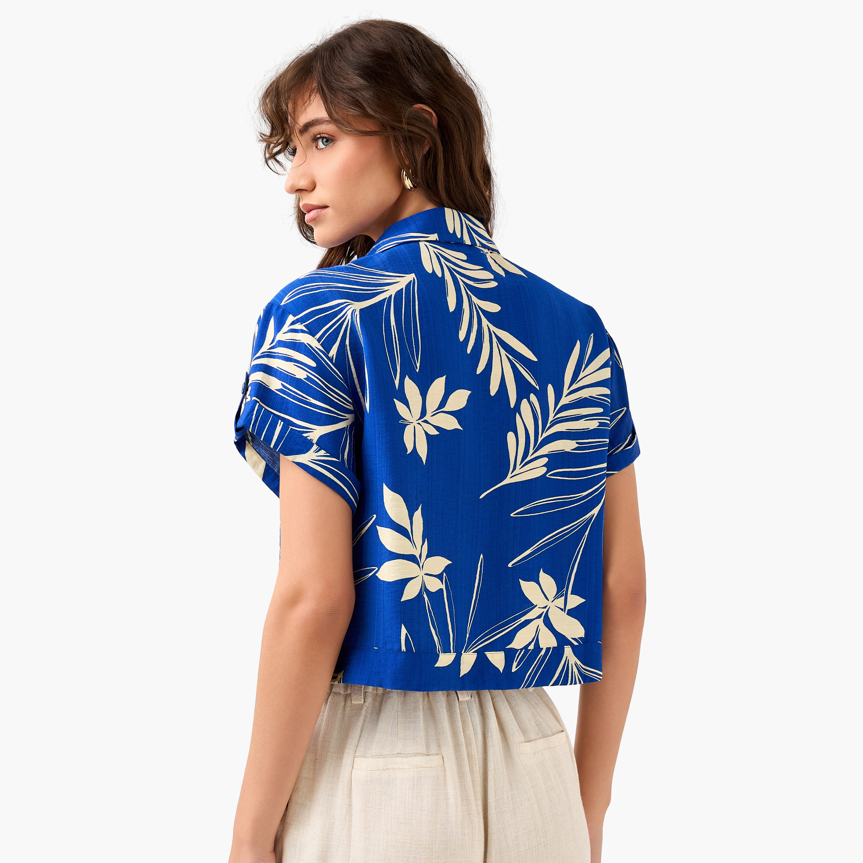 Cropped Shirt with Leaf Print-women-clothing-shirtsandblouses-shirts-image-5