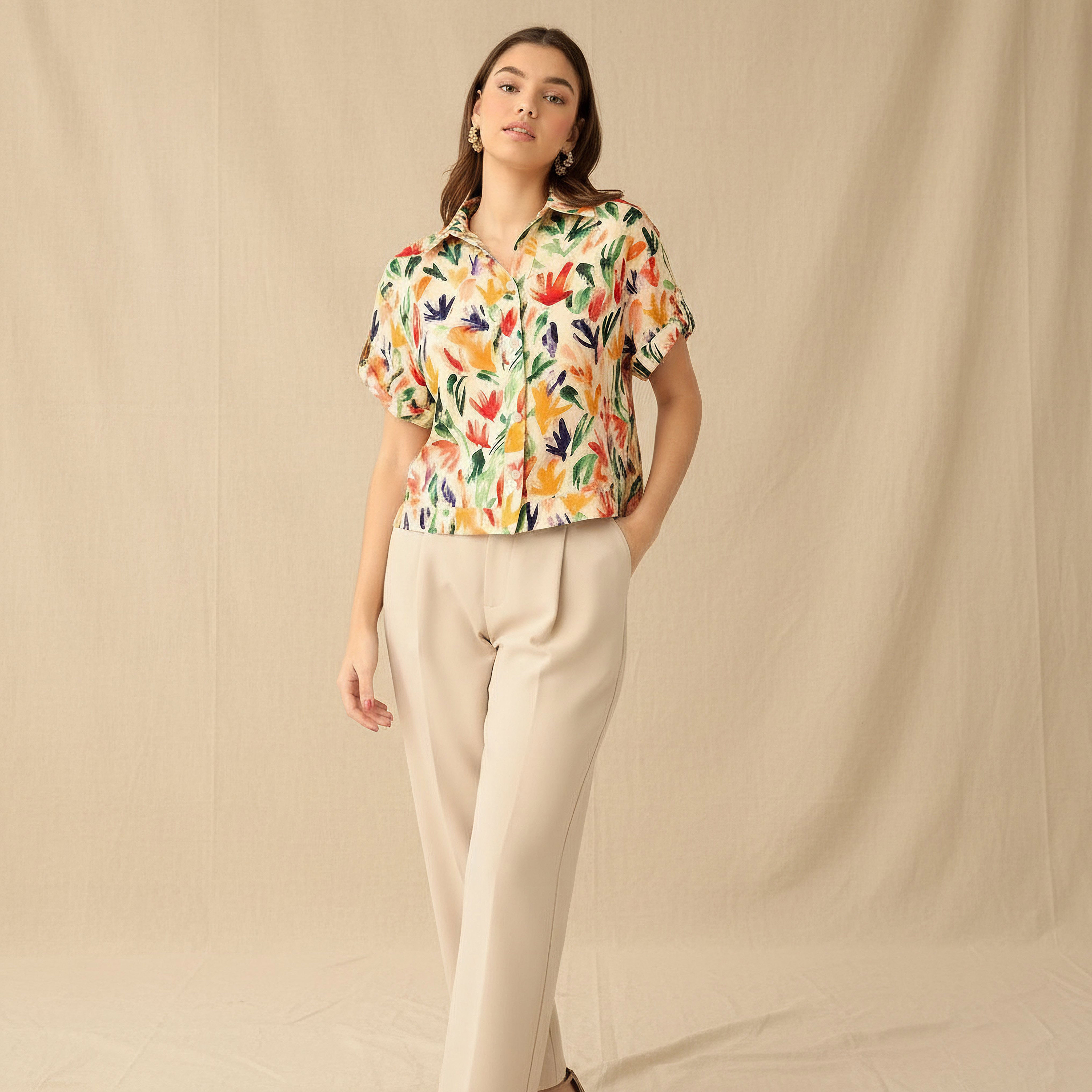 Printed Cropped Shirt-women-clothing-shirtsandblouses-shirts-image-2