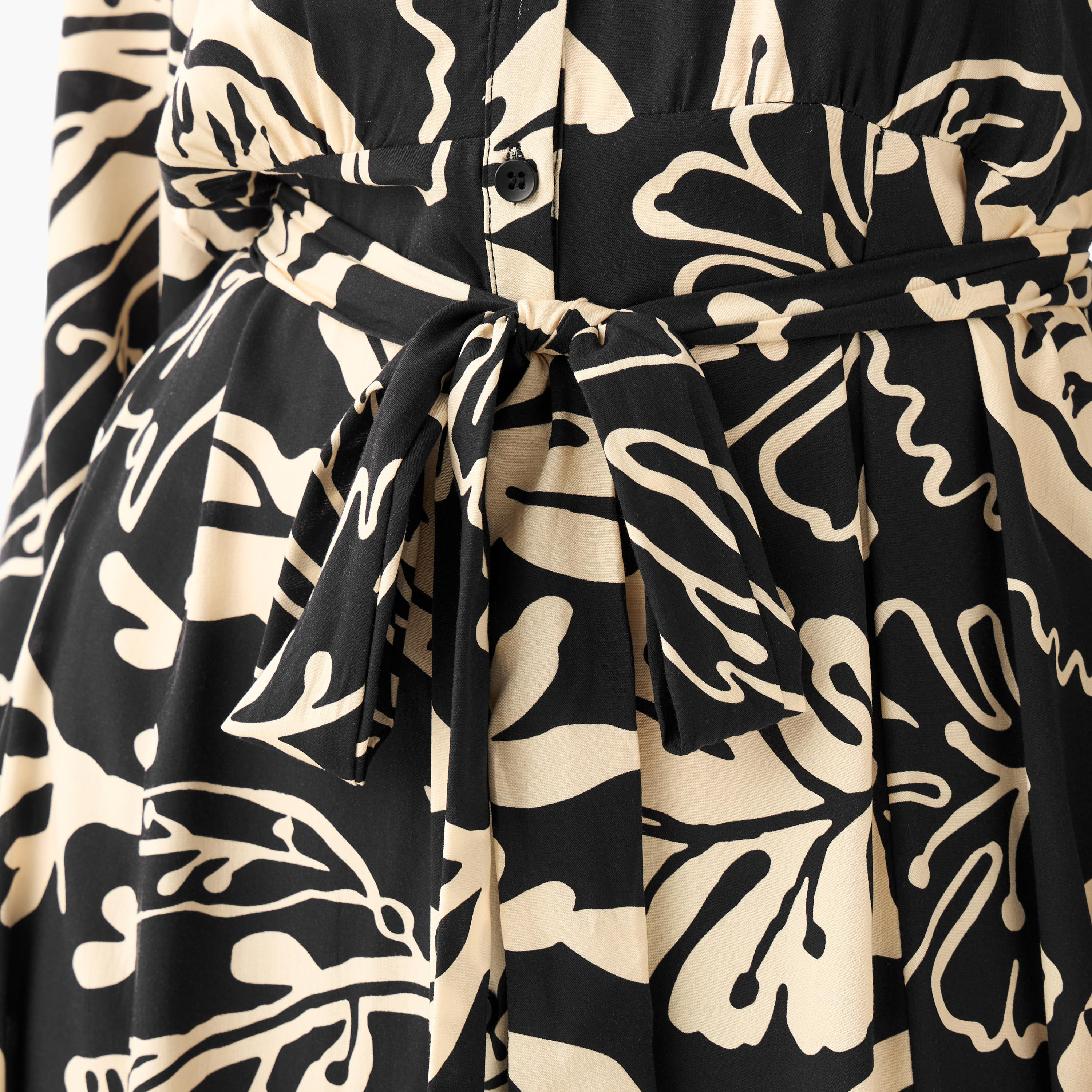 Leaf Print Viscose Women Shirt Dress with Belt-PROMO_SP_QA__6_RGCC_BUY2FOR199_040325-image-2
