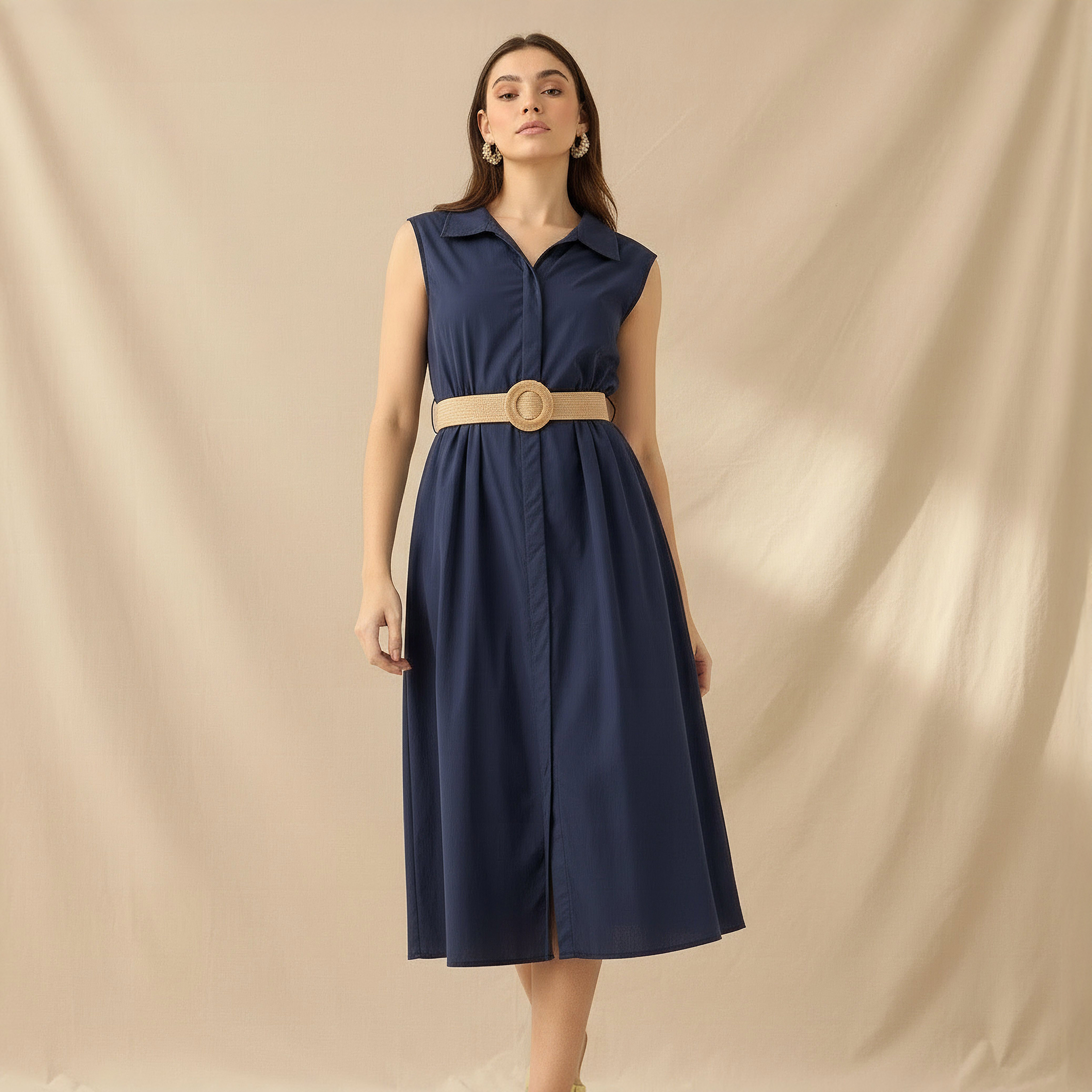 Shirt Midi Length Cotton Dress with Belt-PROMO_SP_OM__6_RGCC_BUY2FOR21_040325-image-1