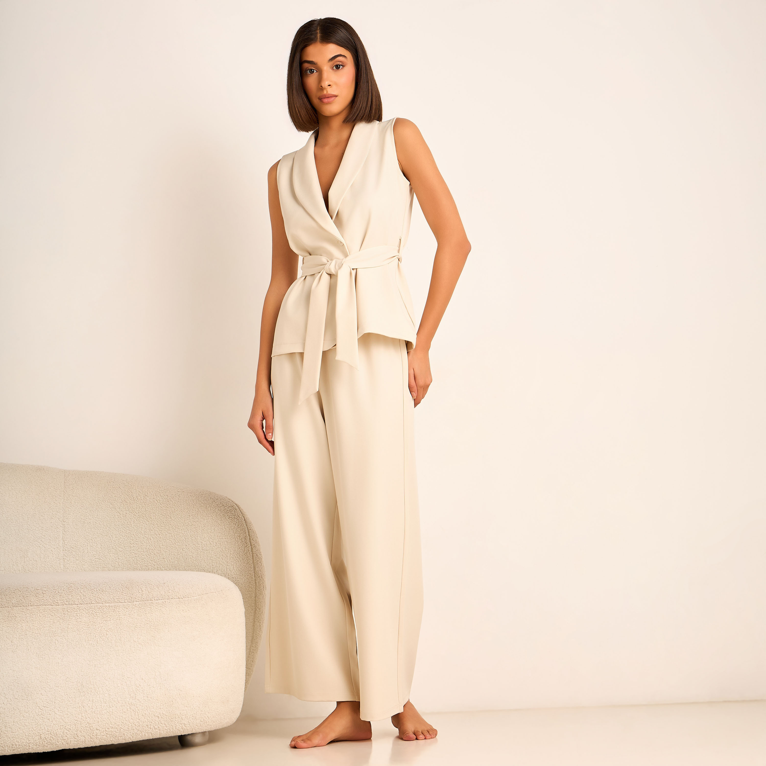 Coord Set with Wrap Top & Wide Leg Bottom-women-clothing-coordsets-image-2