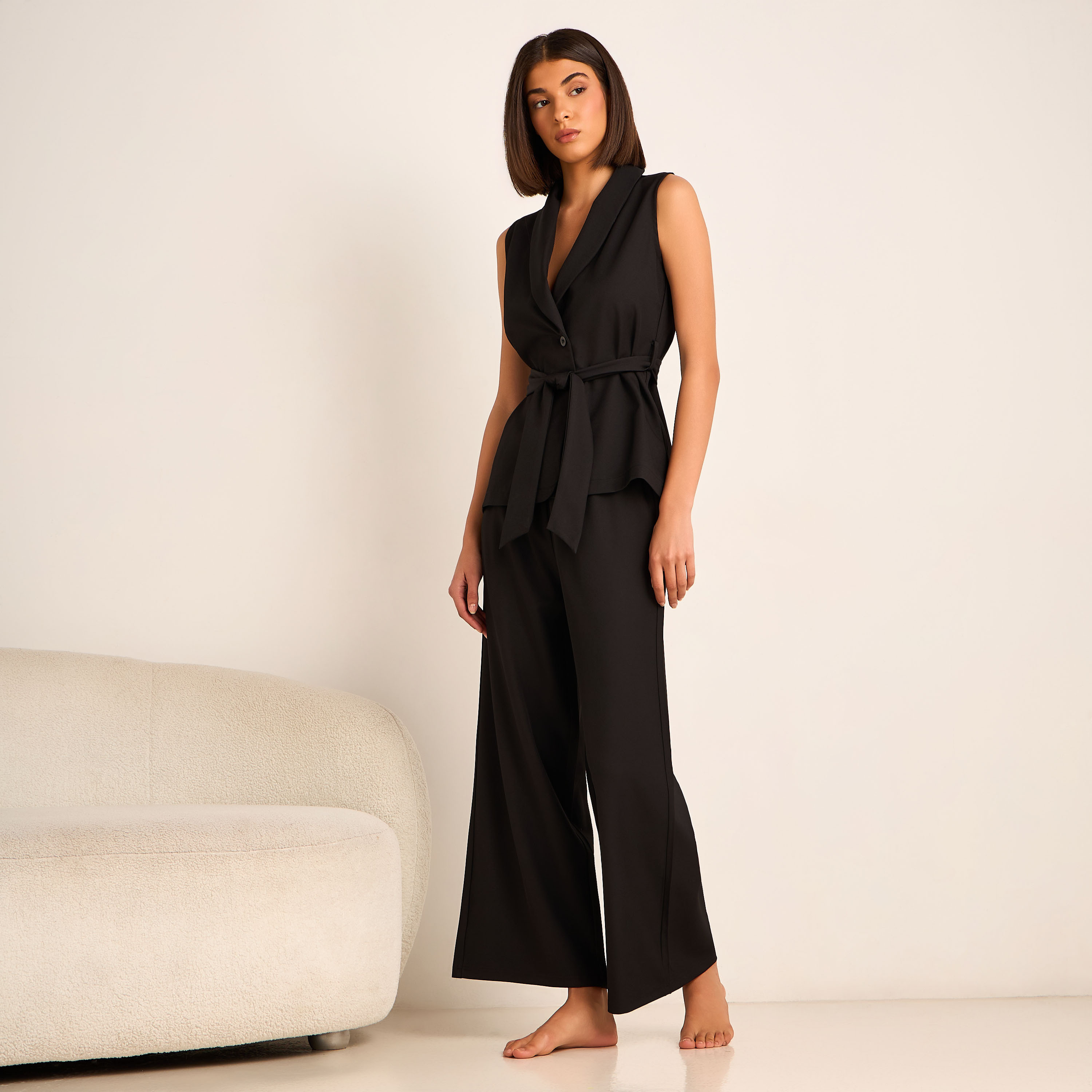 Coord Set with Wrap Top & Wide Leg Bottom-women-clothing-coordsets-image-2