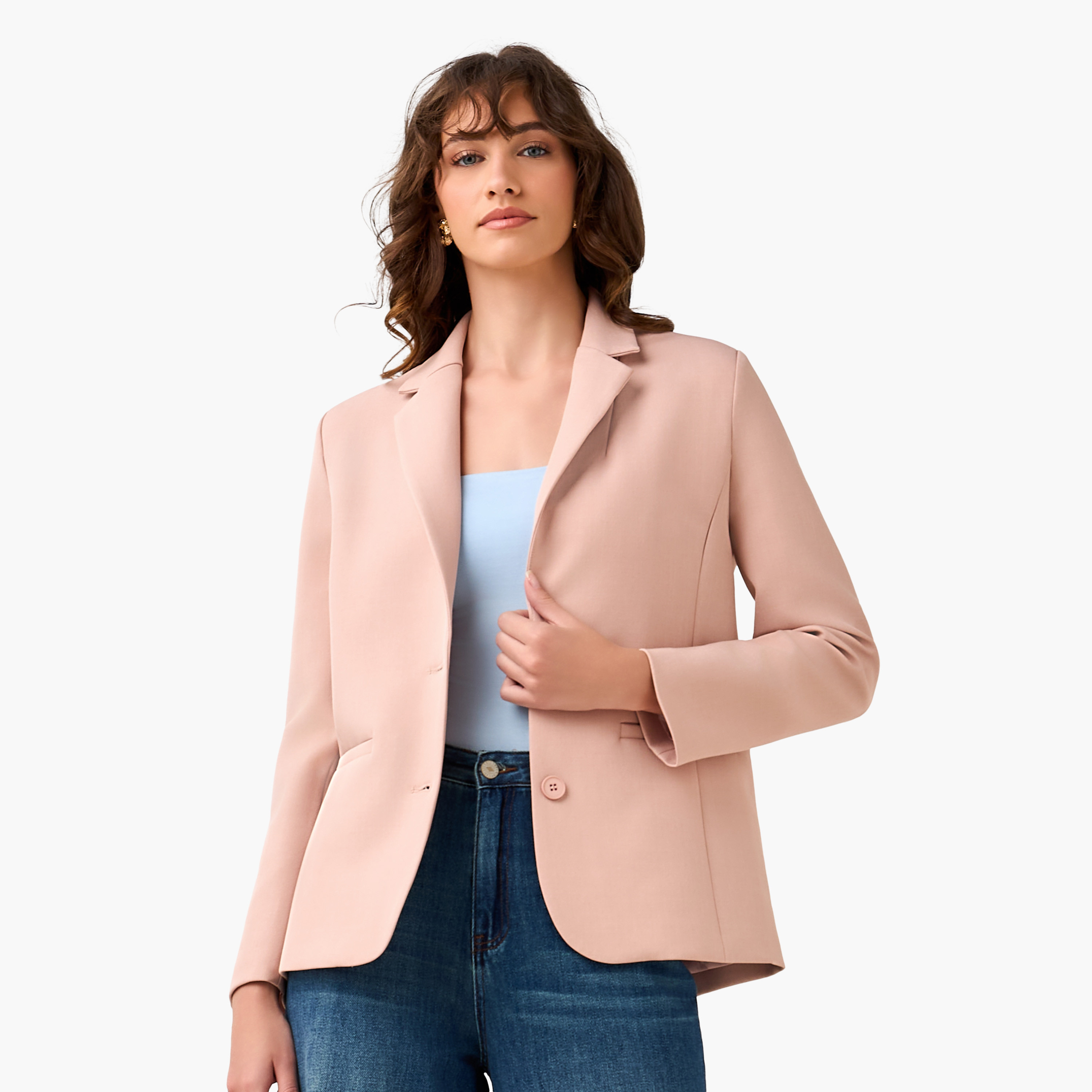 بليزر تويل بقصّة عادية وأزرار إغلاق-women-clothing-coatsandjackets-blazers-image-5