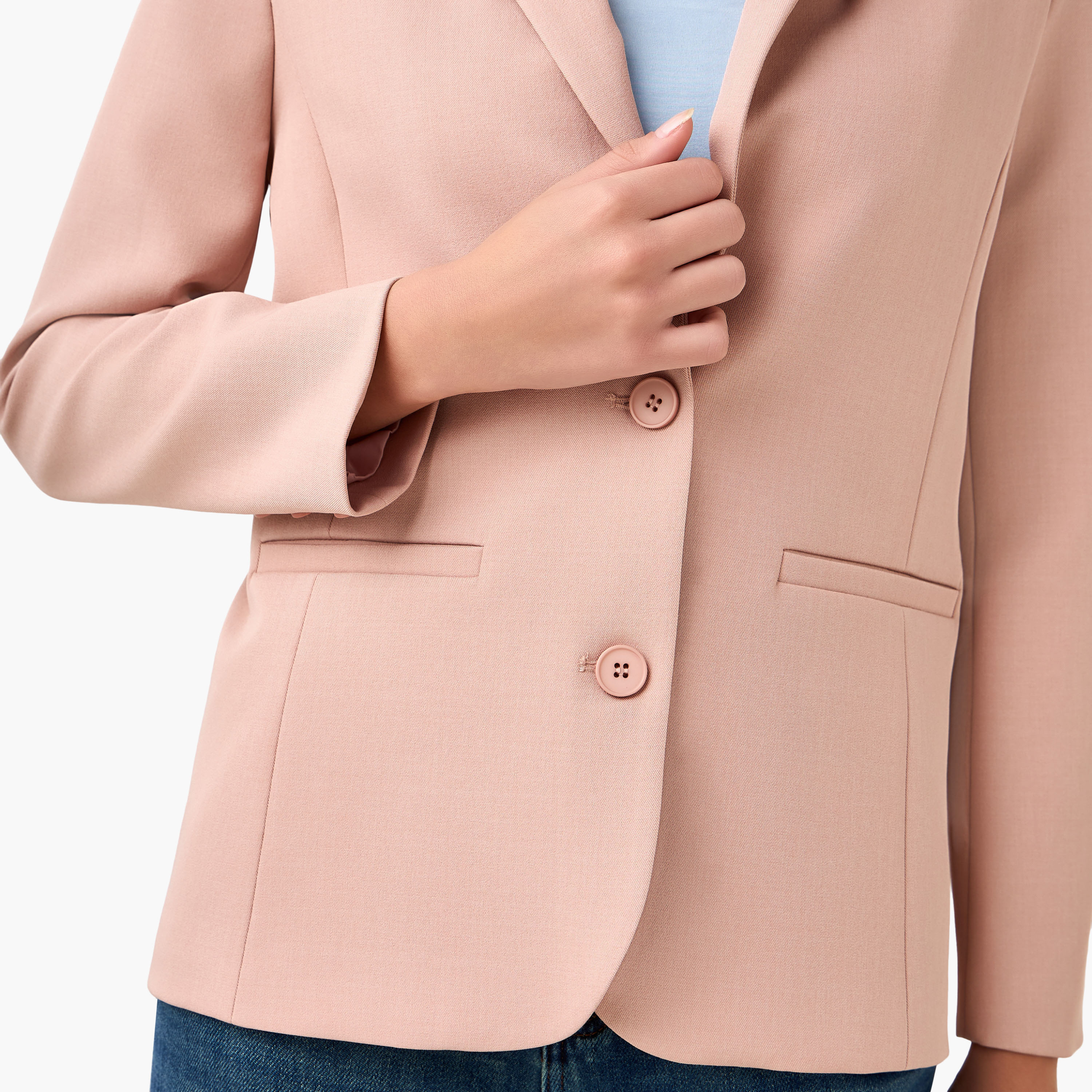 بليزر تويل بقصّة عادية وأزرار إغلاق-women-clothing-coatsandjackets-blazers-image-3