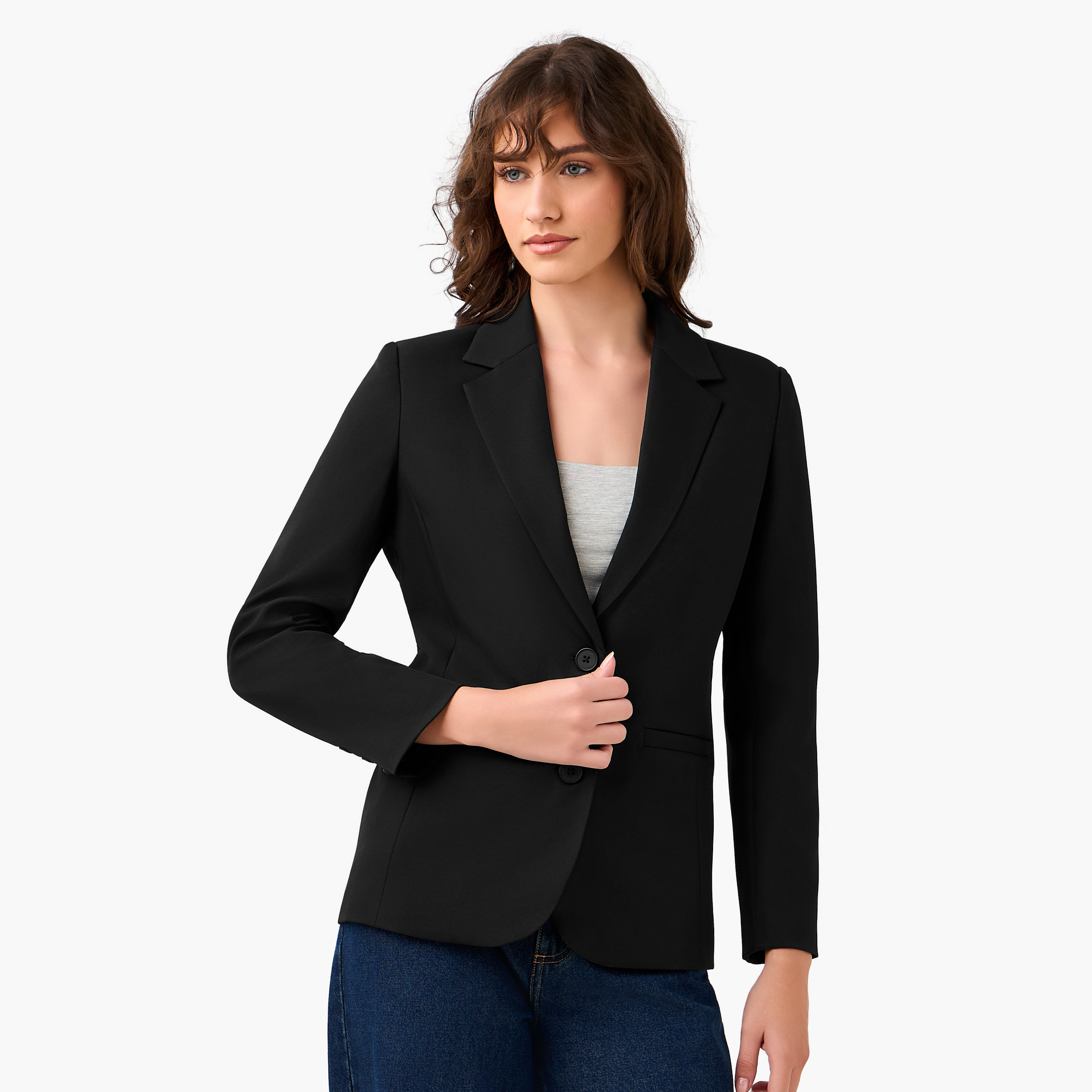 بليزر تويل بقصّة عادية وأزرار إغلاق-women-clothing-coatsandjackets-blazers-image-5