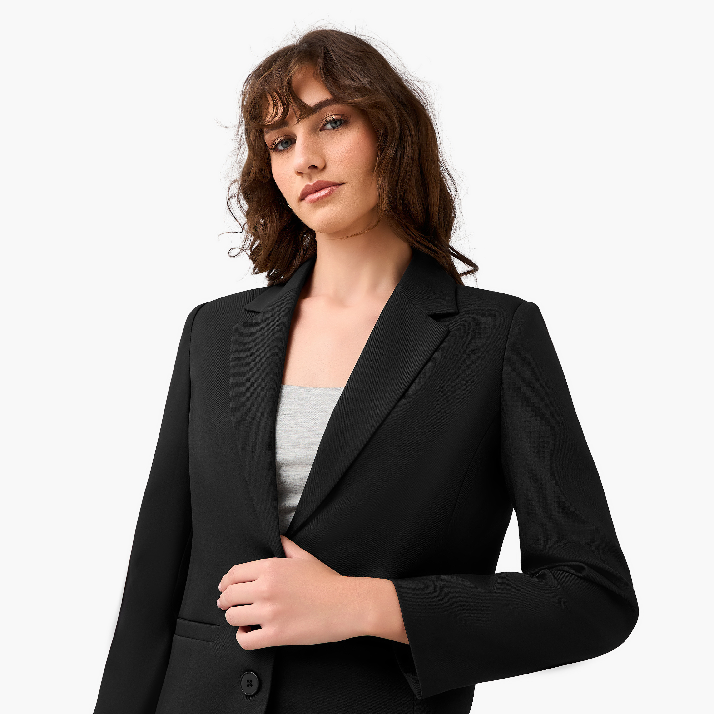 بليزر تويل بقصّة عادية وأزرار إغلاق-women-clothing-coatsandjackets-blazers-image-2