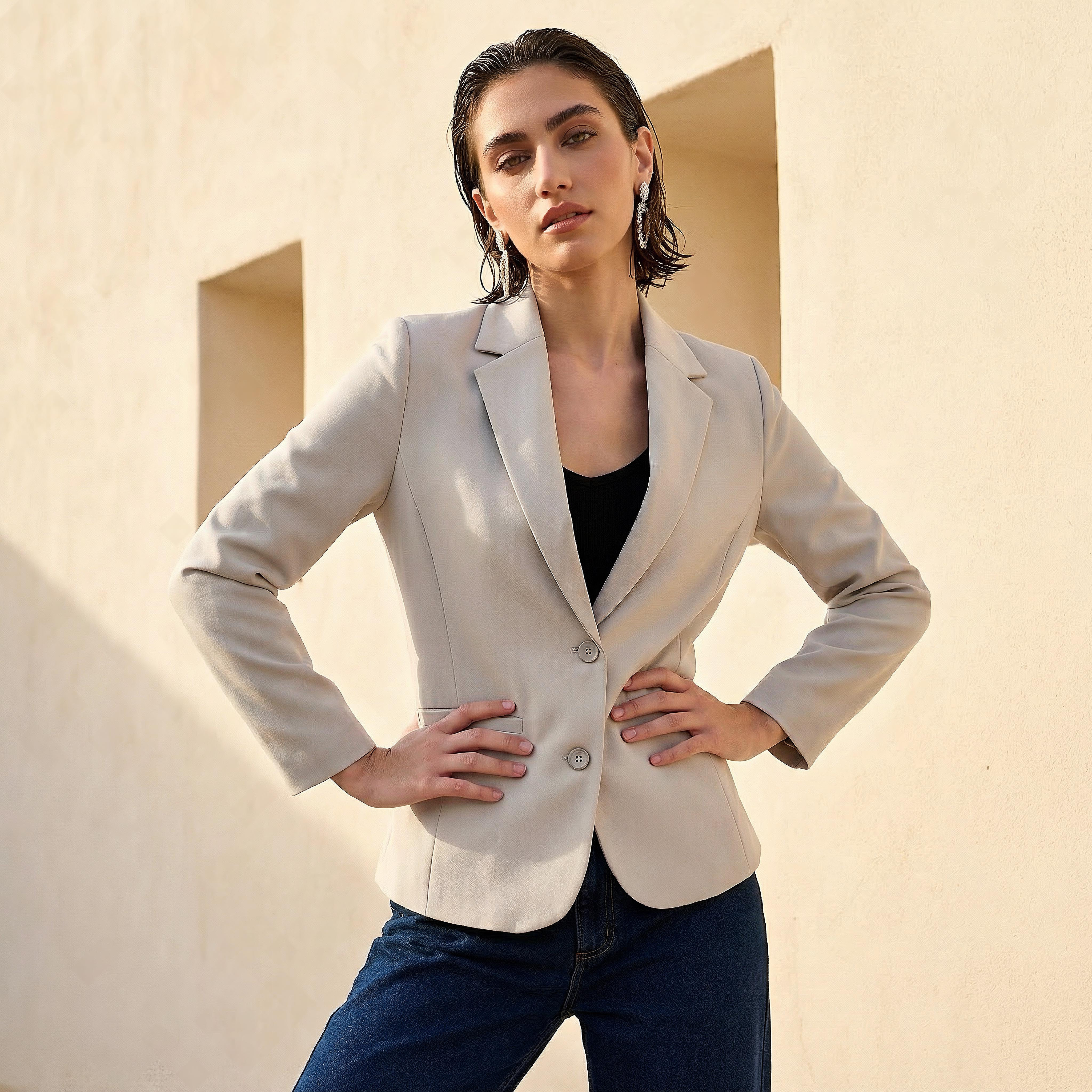 بليزر تويل بقصّة عادية وأزرار إغلاق-women-clothing-coatsandjackets-blazers-image-6