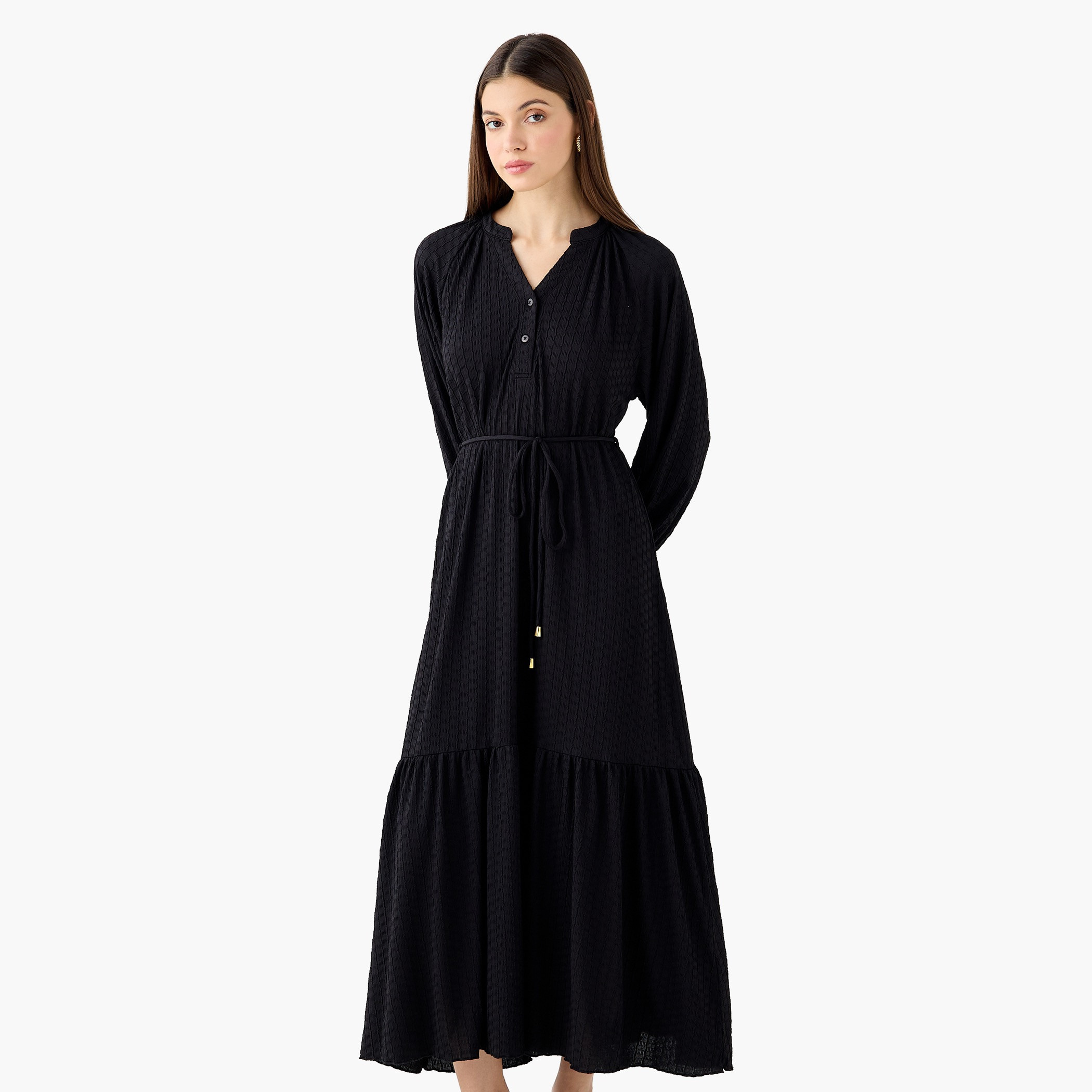 Textured Maxi Women Dress with Tie-Up Detail-women-clothing-dresses-image-3
