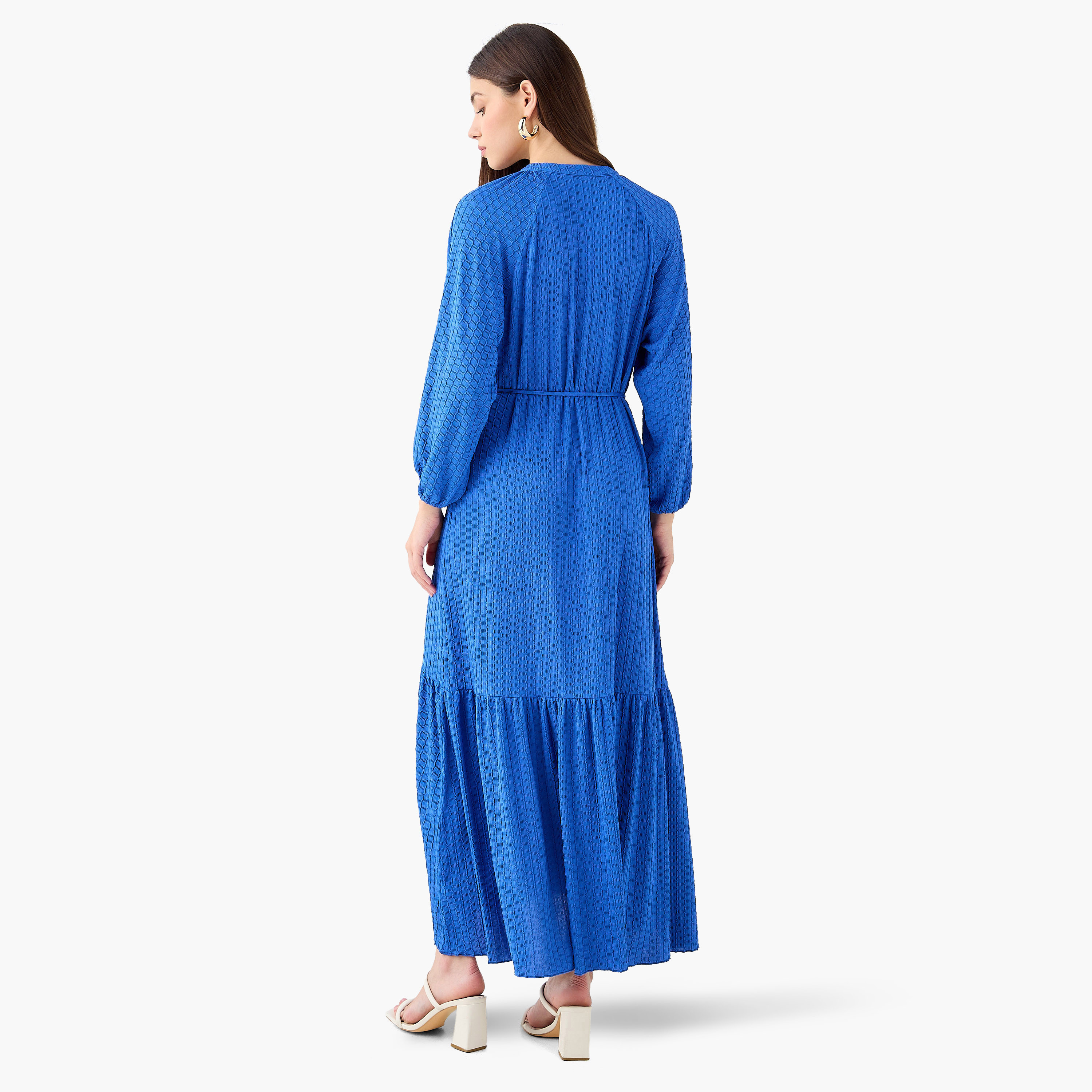 Textured Maxi Women Dress with Tie-Up Detail-women-clothing-dresses-image-4