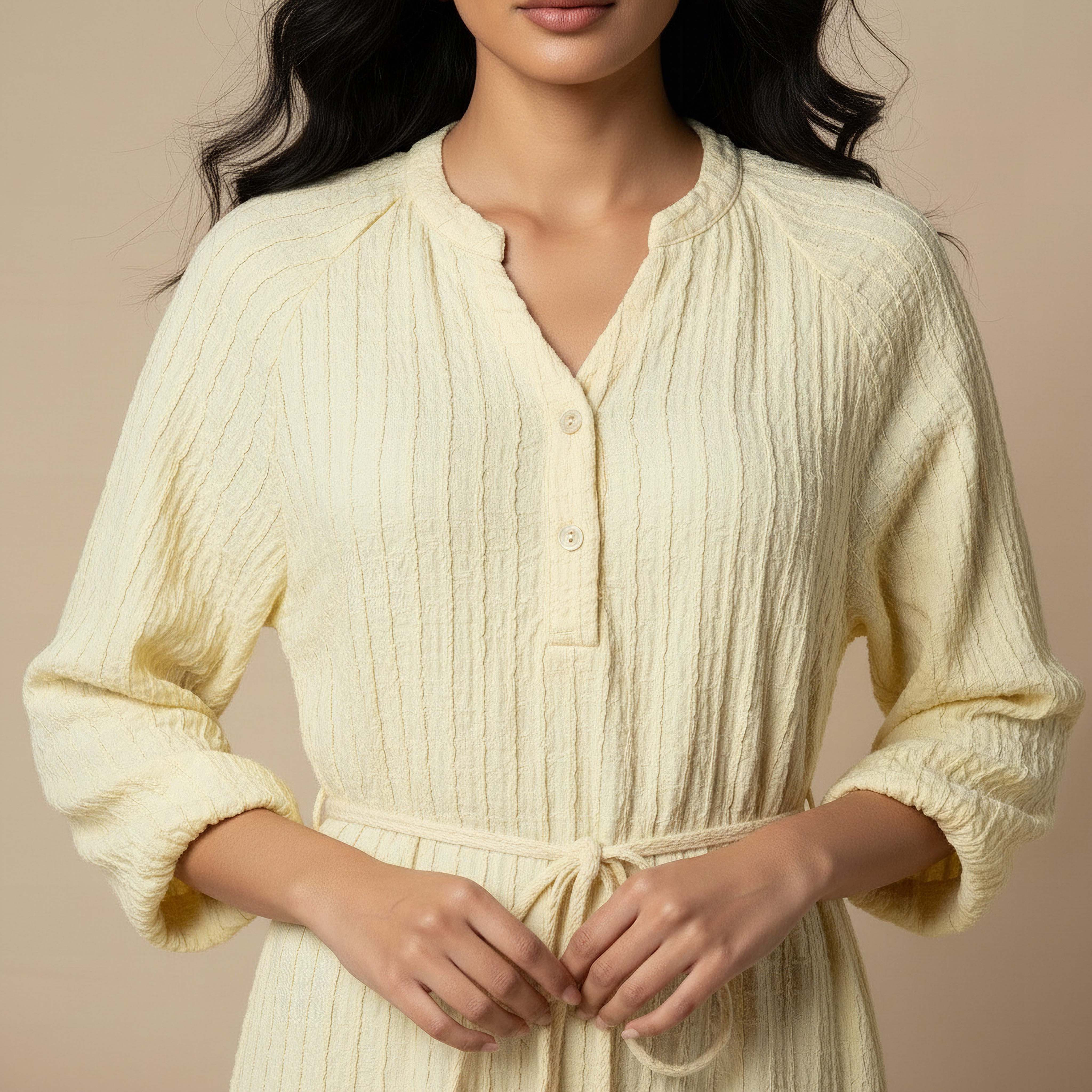 Textured Maxi Women Dress with Tie-Up Detail-women-clothing-dresses-image-4