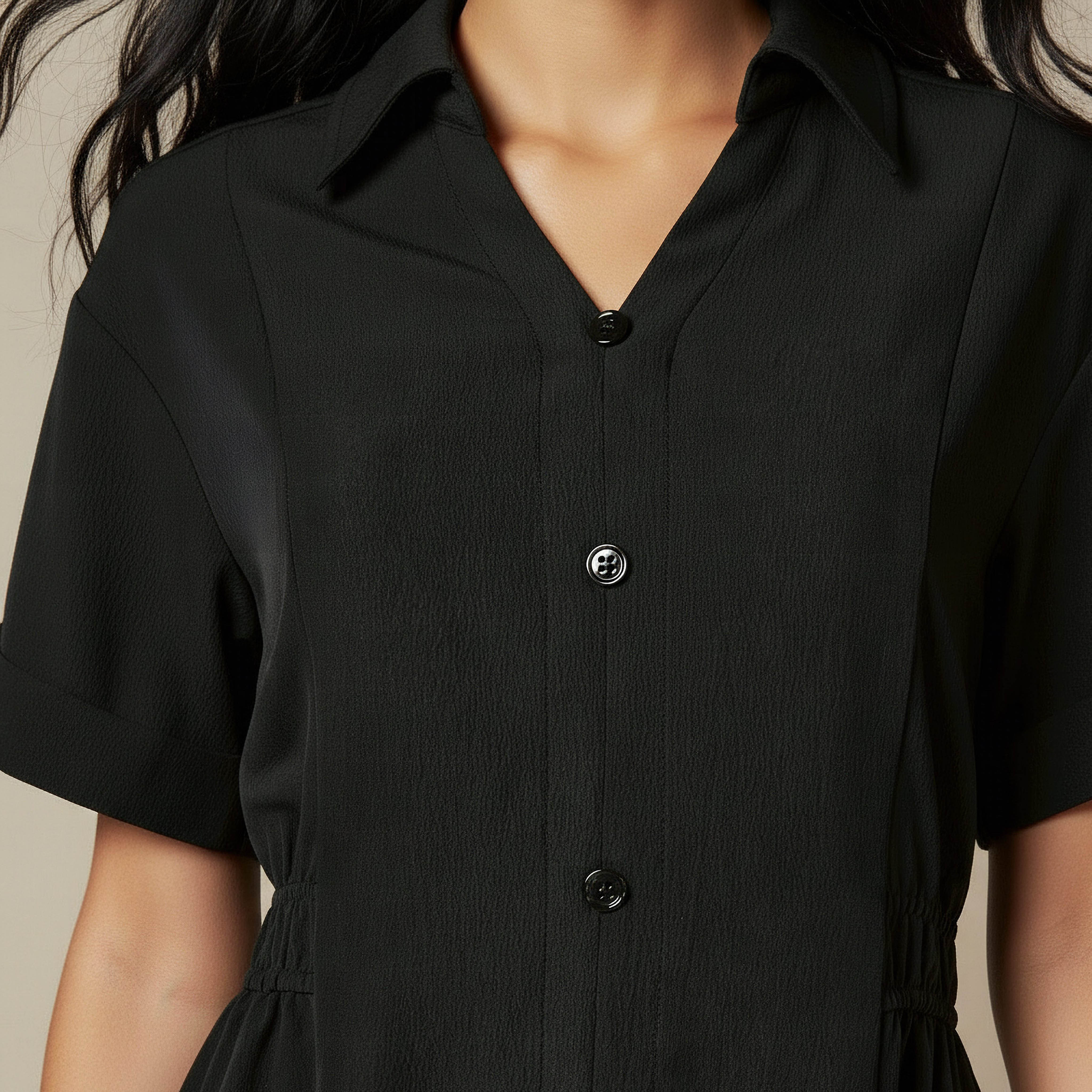 Shirt Style Midi Dress with Front Slit-women-clothing-dresses-image-4