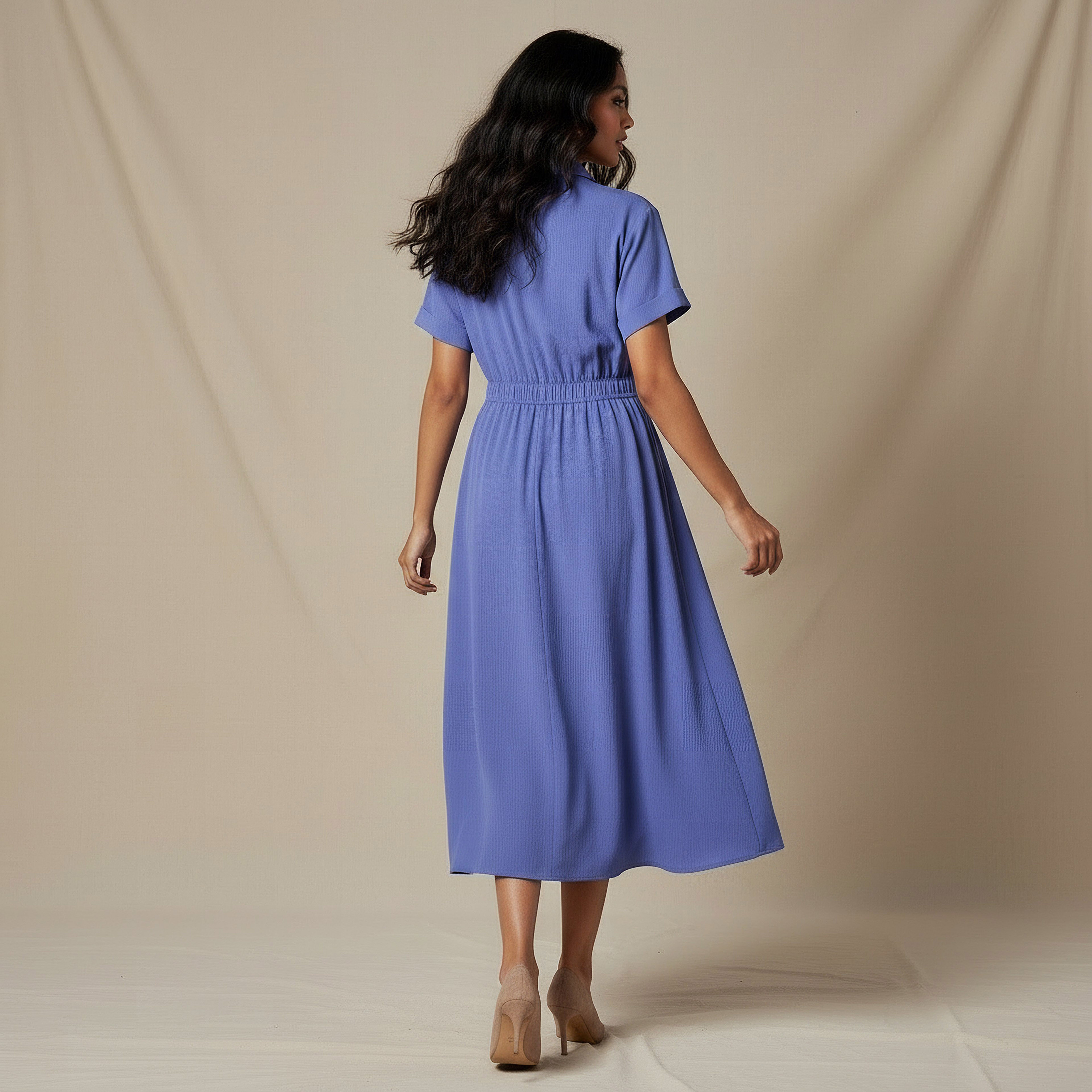 Shirt Style Midi Dress with Front Slit-women-clothing-dresses-image-3