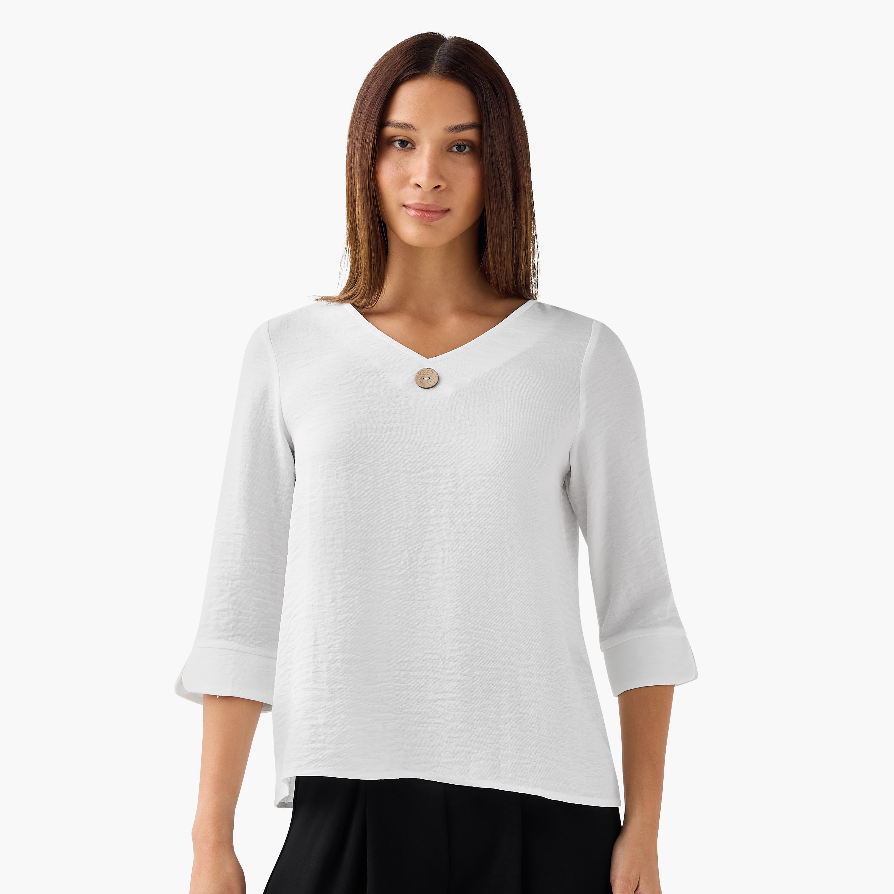 Single Front Button V-neck Top-PROMO_SP_KW_BUNDLE_2FOR11_180925-image-1